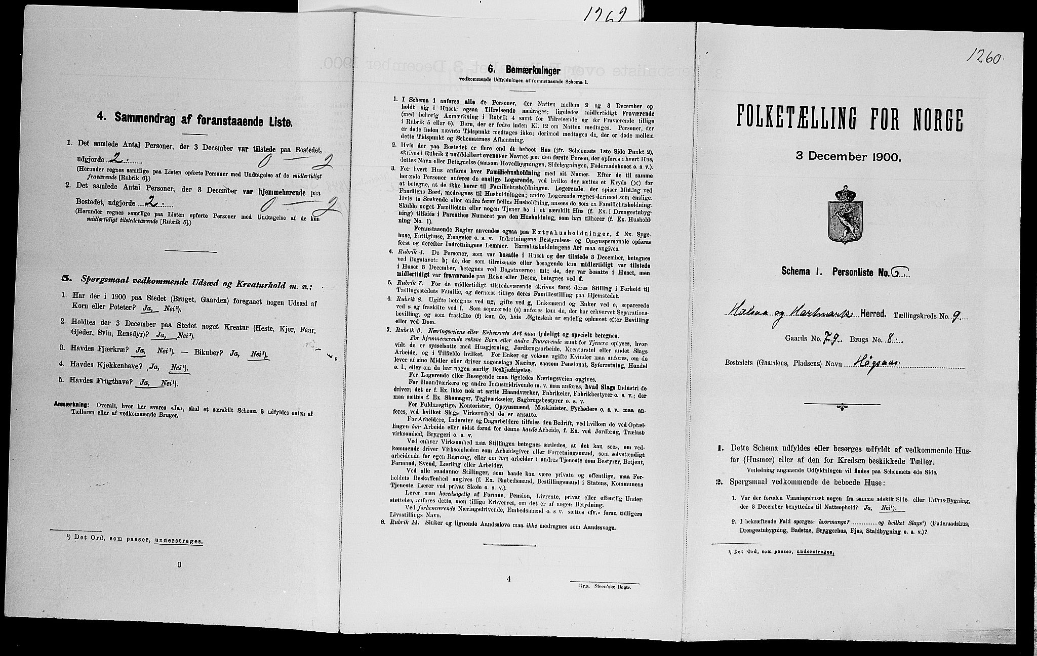 SAK, Folketelling 1900 for 1019 Halse og Harkmark herred, 1900, s. 1042