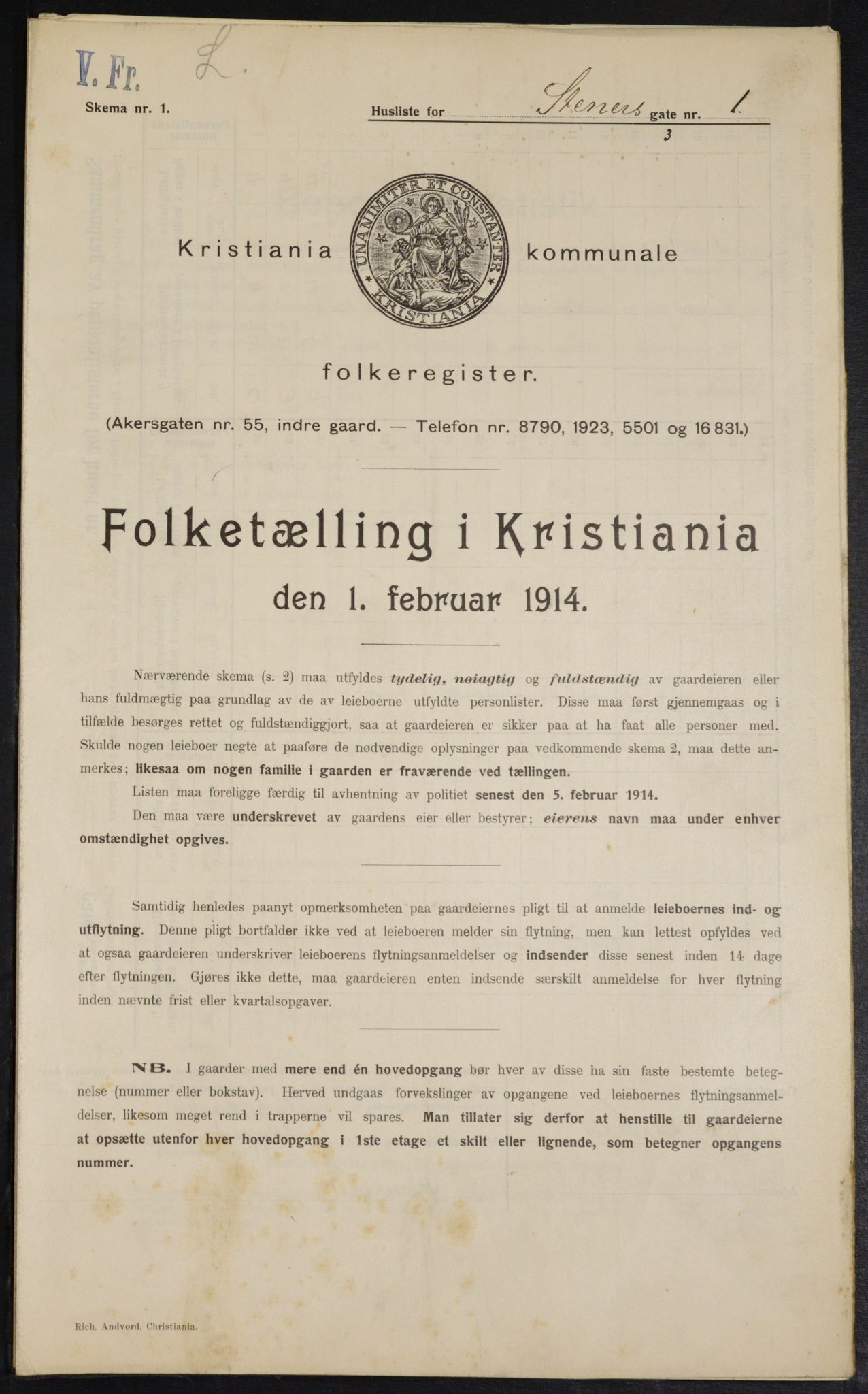 OBA, Kommunal folketelling 1.2.1914 for Kristiania, 1914, s. 101391