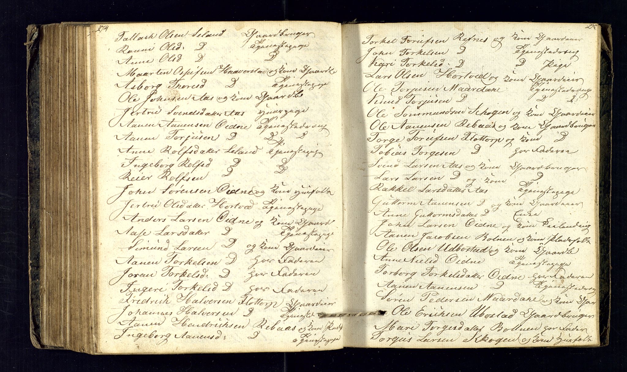 Bjelland sokneprestkontor, AV/SAK-1111-0005/F/Fc/Fcc/L0001: Kommunikantprotokoll nr. C-1, 1825-1842, s. 274-275