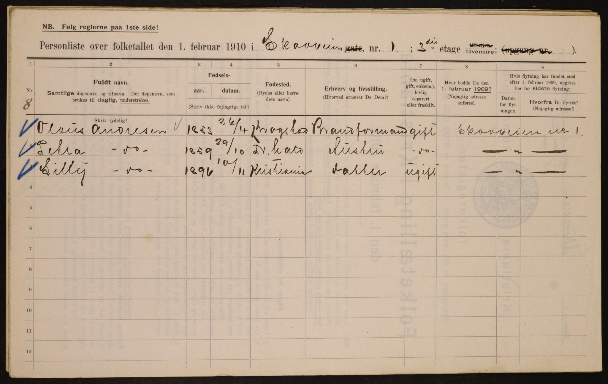 OBA, Kommunal folketelling 1.2.1910 for Kristiania, 1910, s. 91919