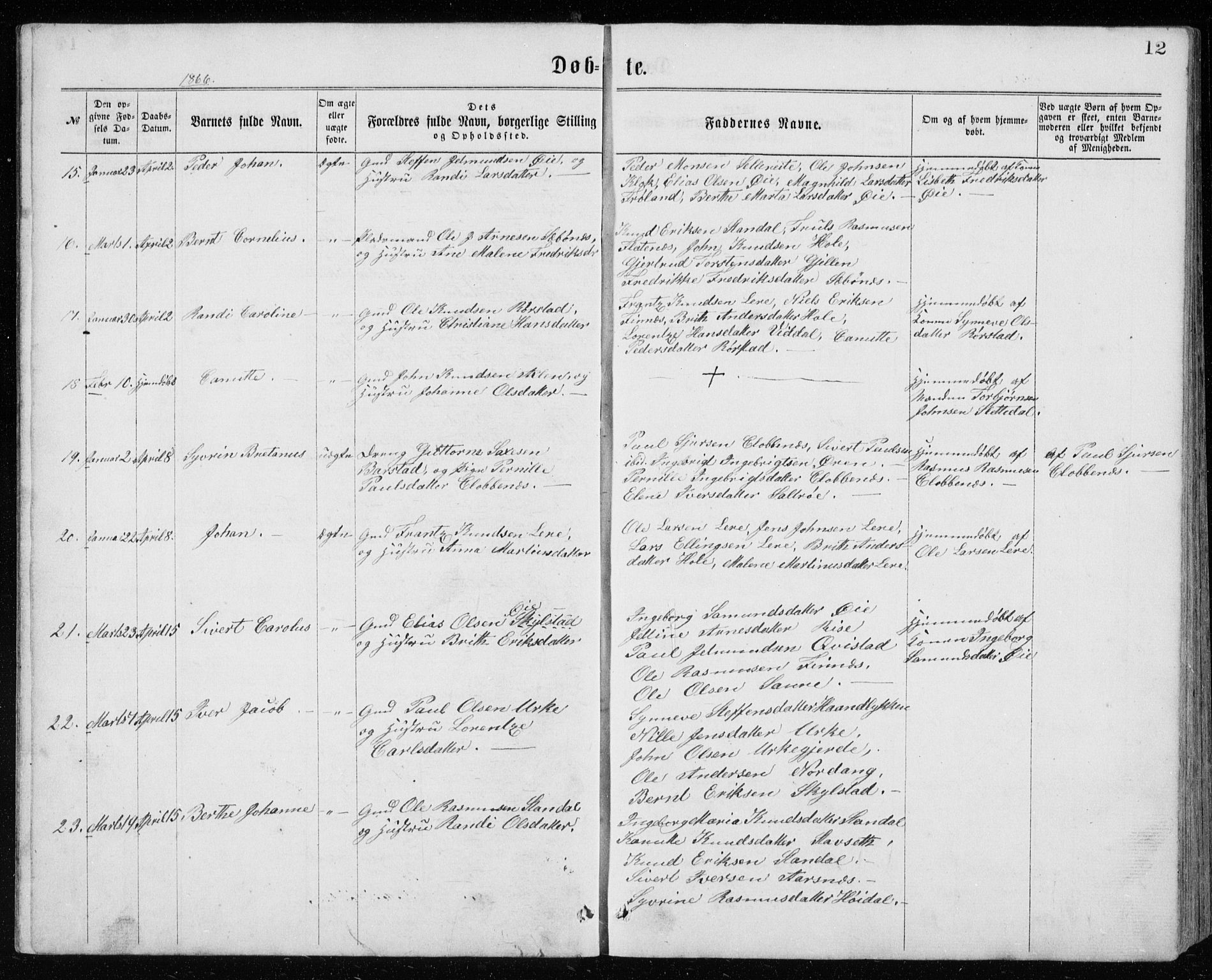 Ministerialprotokoller, klokkerbøker og fødselsregistre - Møre og Romsdal, AV/SAT-A-1454/515/L0214: Klokkerbok nr. 515C01, 1865-1883, s. 12