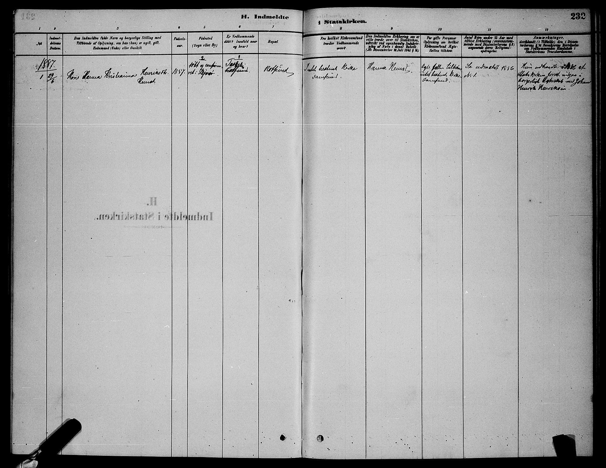 Skjervøy sokneprestkontor, AV/SATØ-S-1300/H/Ha/Hab/L0006klokker: Klokkerbok nr. 6, 1878-1888, s. 232
