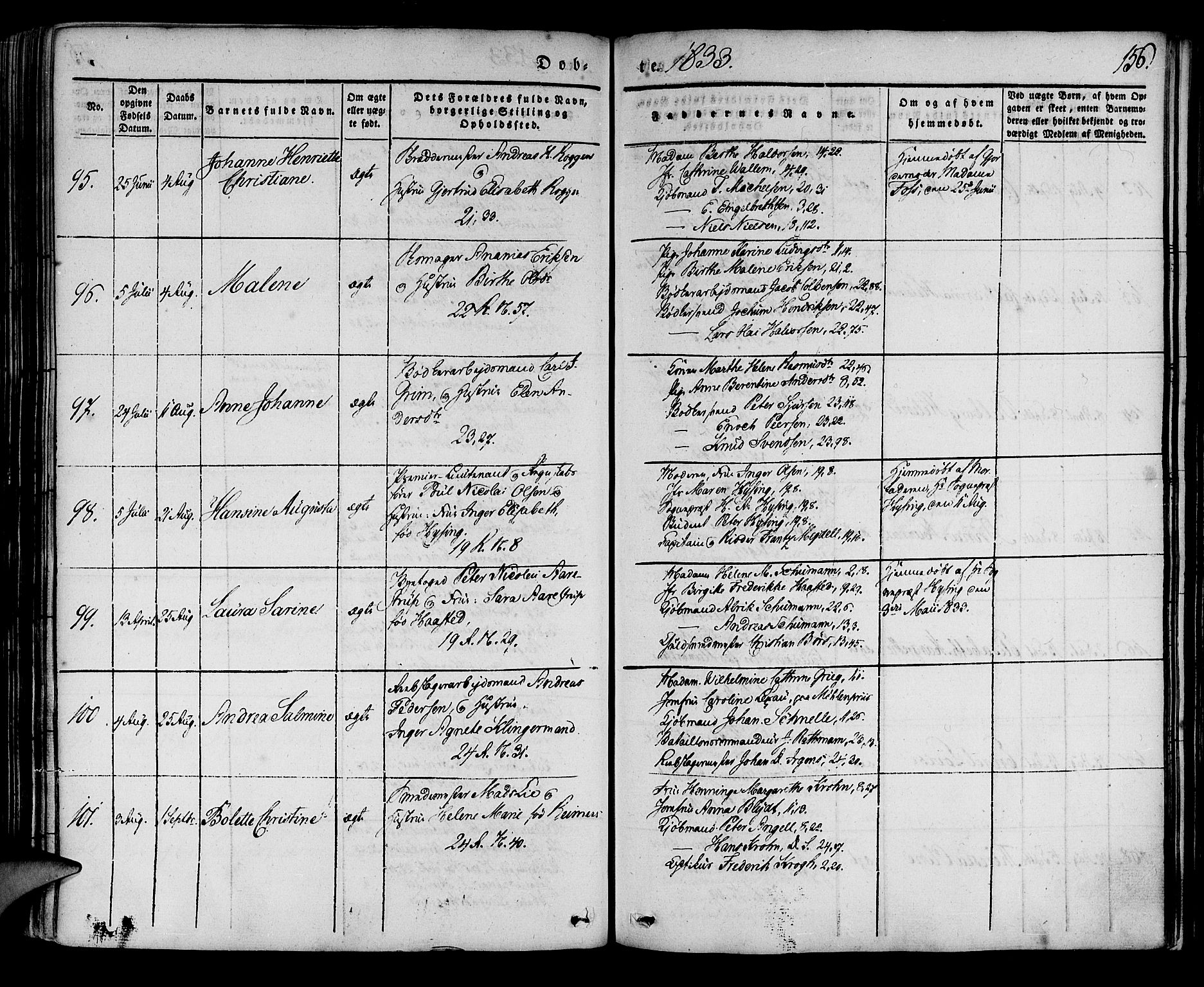 Korskirken sokneprestembete, AV/SAB-A-76101/H/Haa/L0015: Ministerialbok nr. B 1, 1833-1841, s. 156