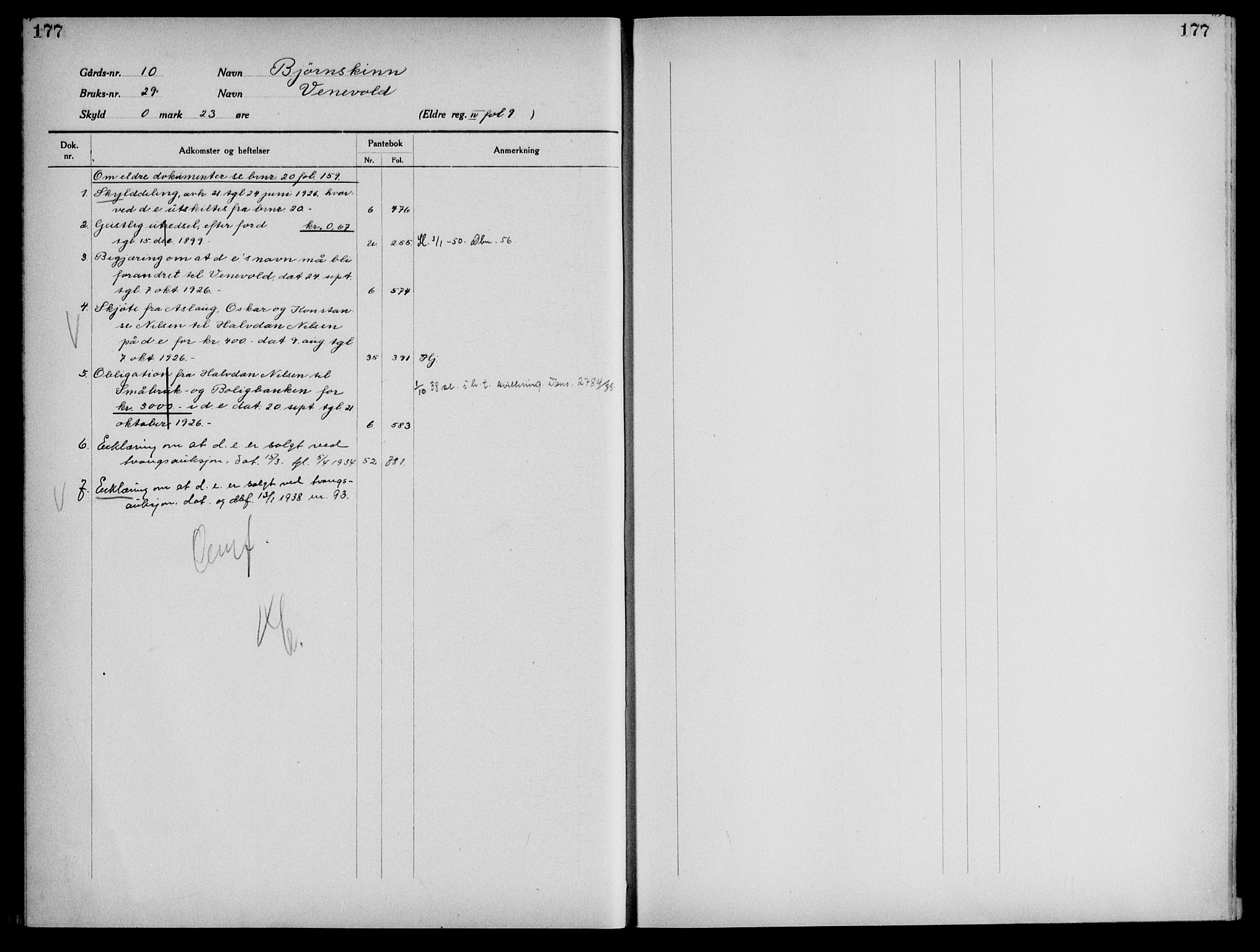 Vesterålen sorenskriveri, AV/SAT-A-4180/1/2/2A/L0051: Panteregister nr. 51, s. 177