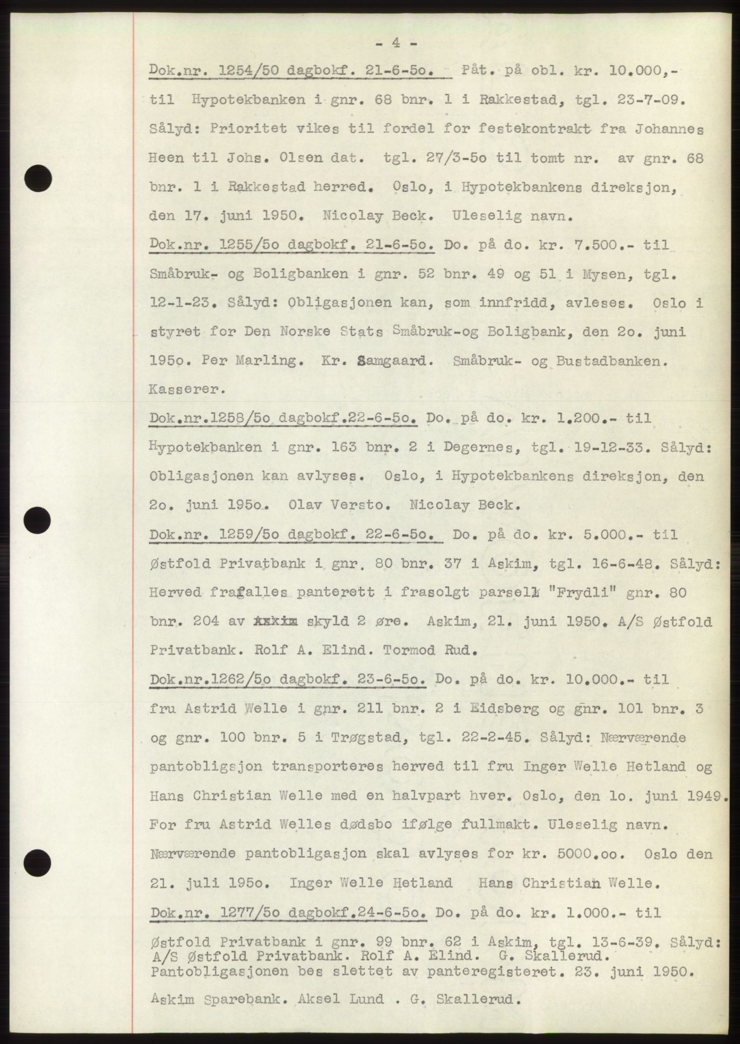 Rakkestad sorenskriveri, SAO/A-10686/G/Gb/Gba/Gbac/L0012: Pantebok nr. B1-4 og B16-20, 1949-1950, Dagboknr: 1254/1950