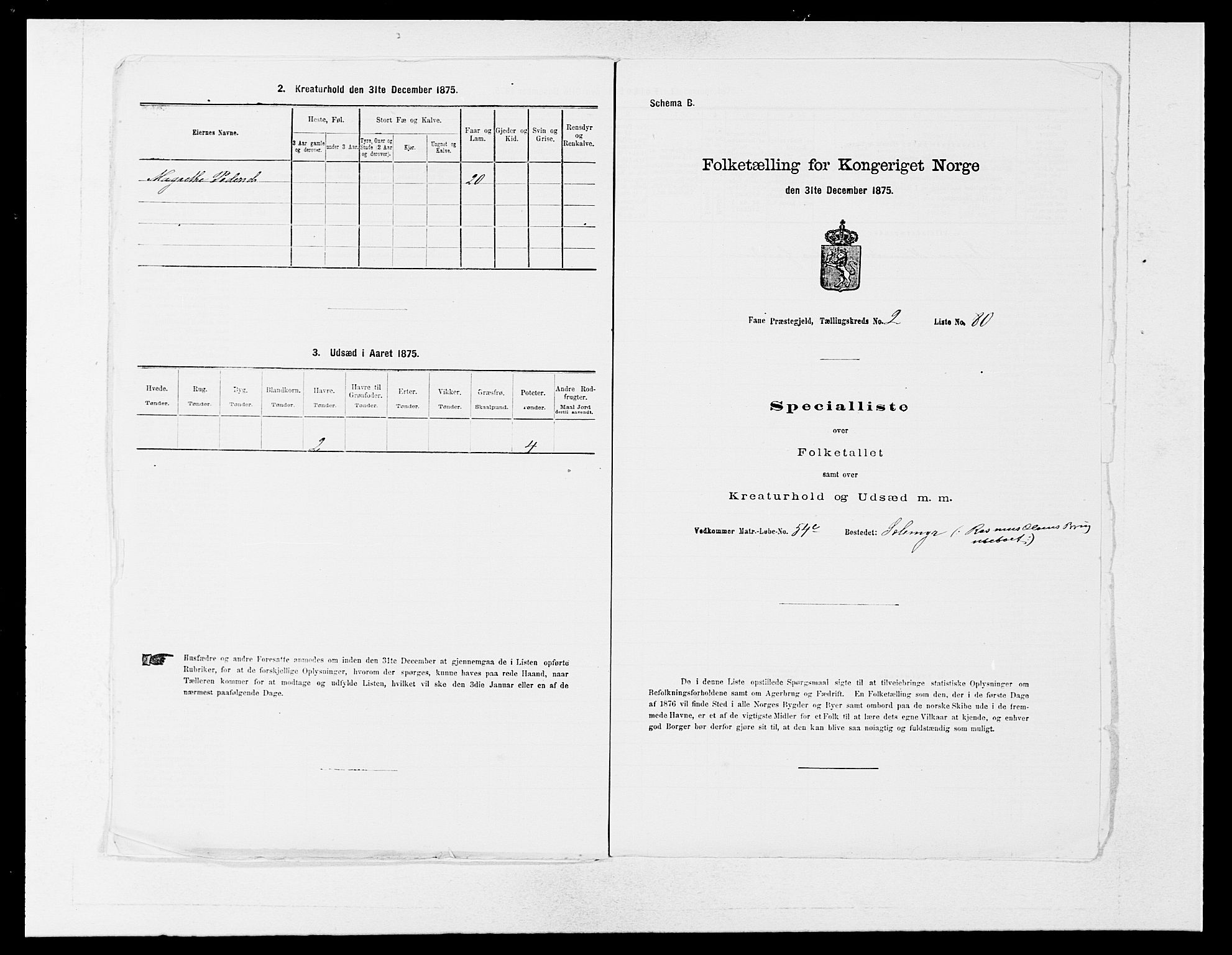 SAB, Folketelling 1875 for 1249P Fana prestegjeld, 1875, s. 312