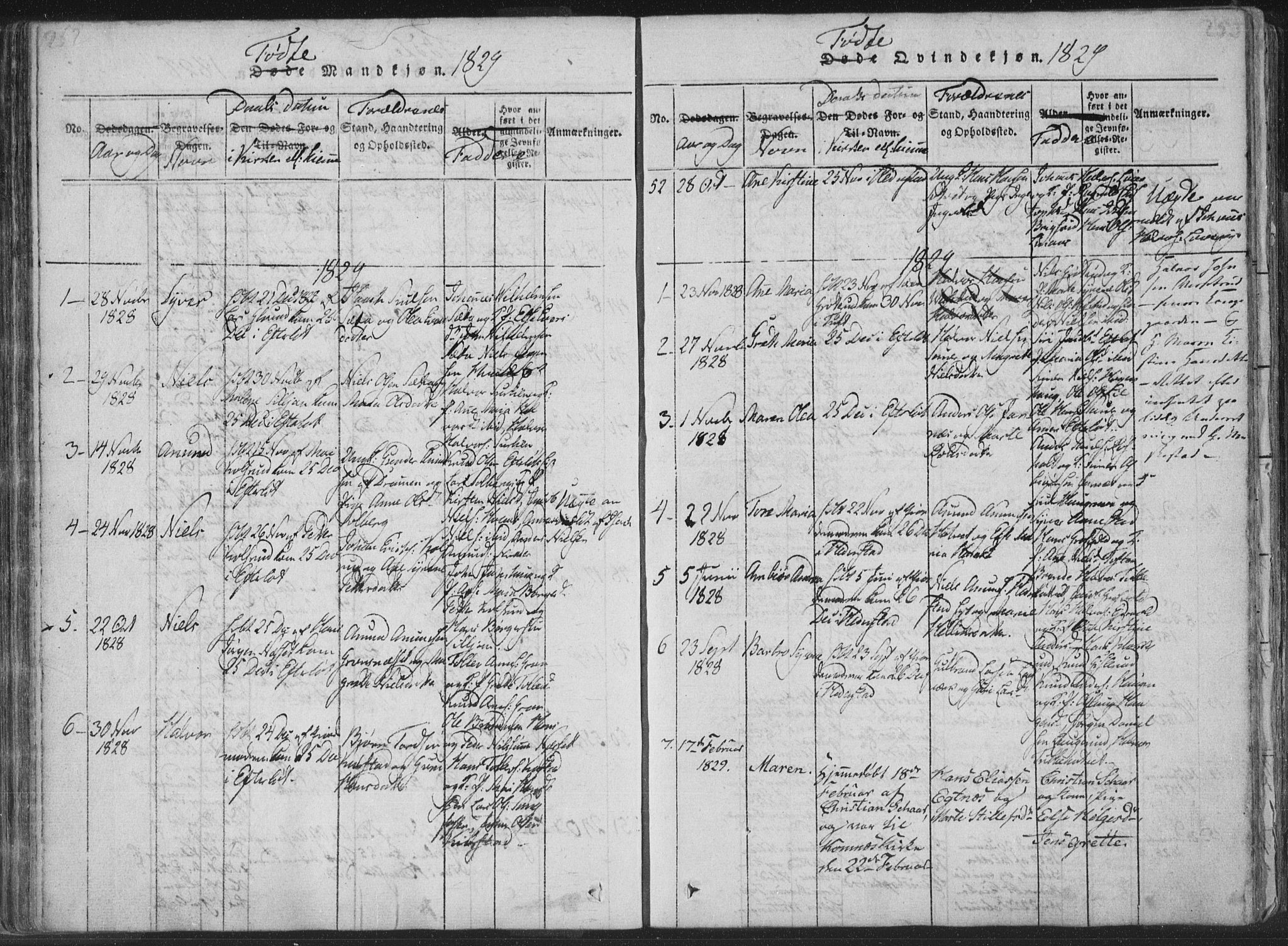 Sandsvær kirkebøker, AV/SAKO-A-244/F/Fa/L0004: Ministerialbok nr. I 4, 1817-1839, s. 252-253