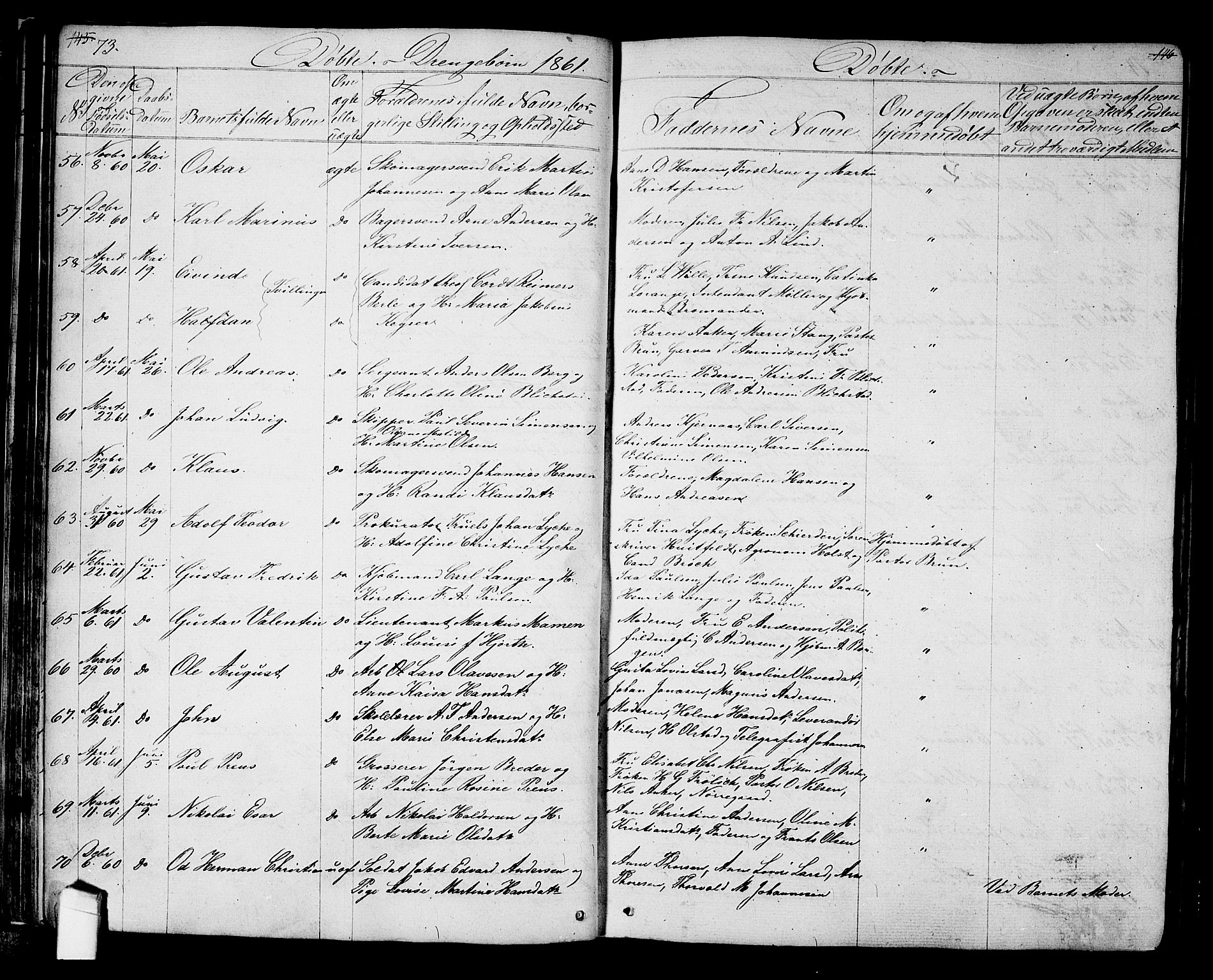 Halden prestekontor Kirkebøker, AV/SAO-A-10909/G/Ga/L0005a: Klokkerbok nr. 5A, 1855-1864, s. 73