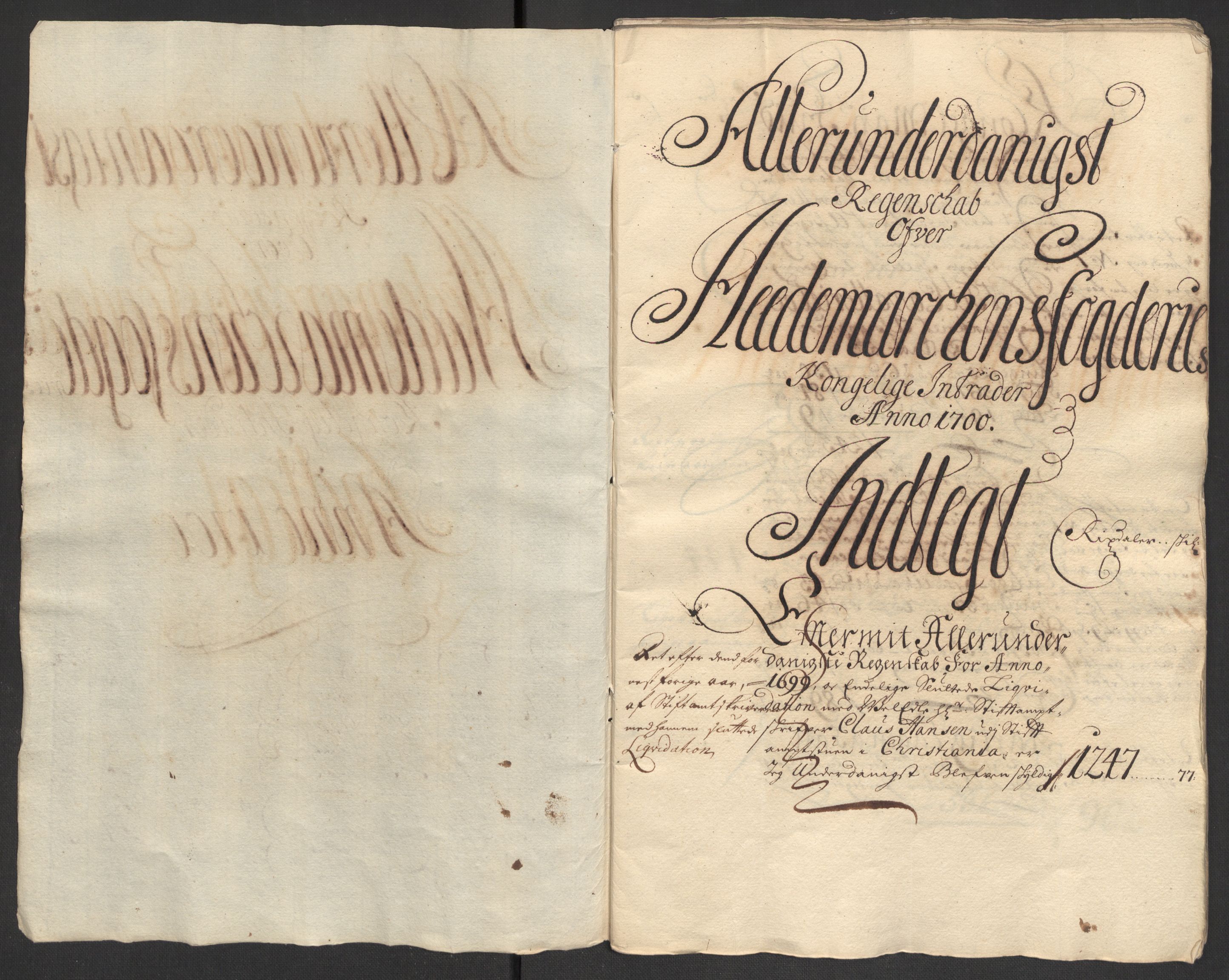 Rentekammeret inntil 1814, Reviderte regnskaper, Fogderegnskap, RA/EA-4092/R16/L1039: Fogderegnskap Hedmark, 1700, s. 4
