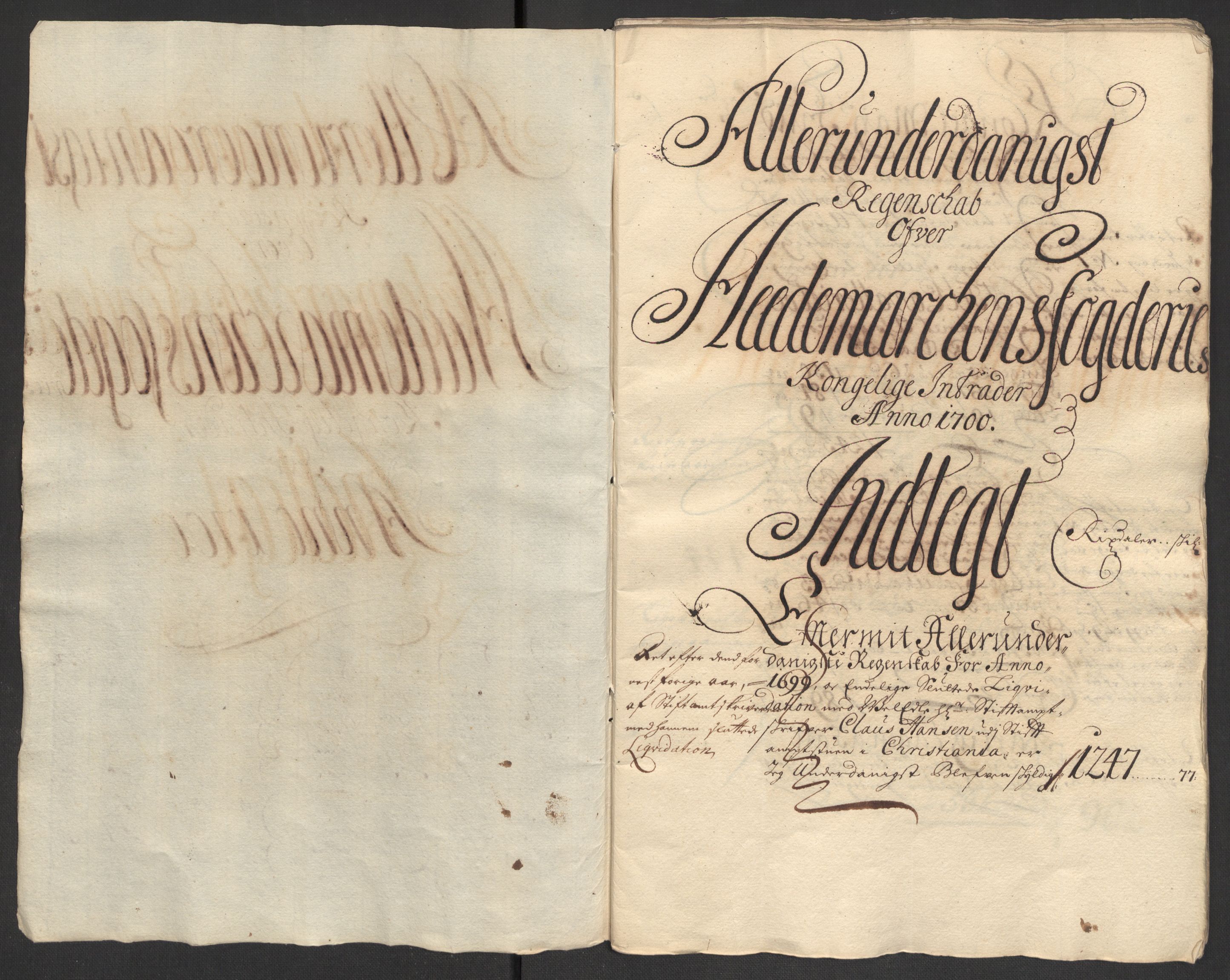 Rentekammeret inntil 1814, Reviderte regnskaper, Fogderegnskap, AV/RA-EA-4092/R16/L1039: Fogderegnskap Hedmark, 1700, s. 4