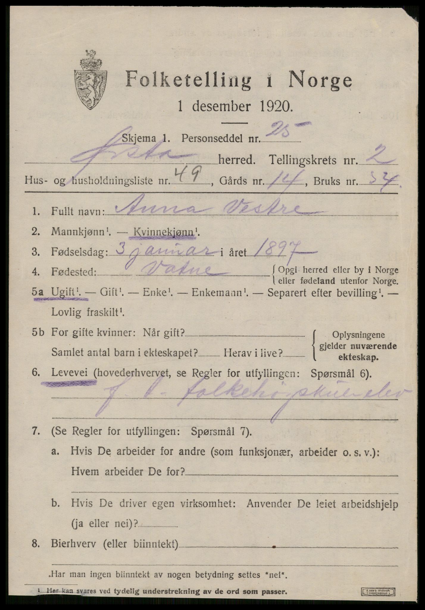 SAT, Folketelling 1920 for 1520 Ørsta herred, 1920, s. 2548