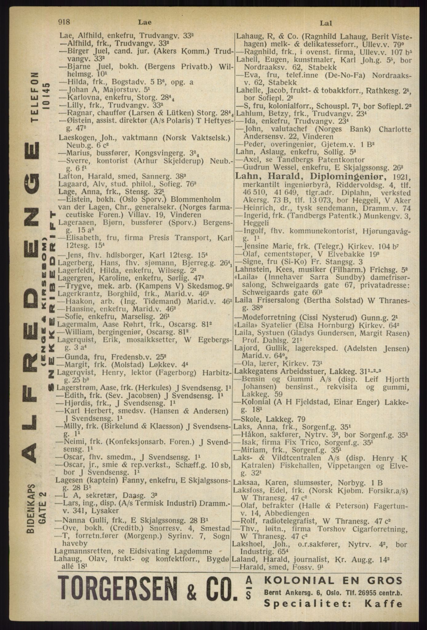 Kristiania/Oslo adressebok, PUBL/-, 1937, s. 918