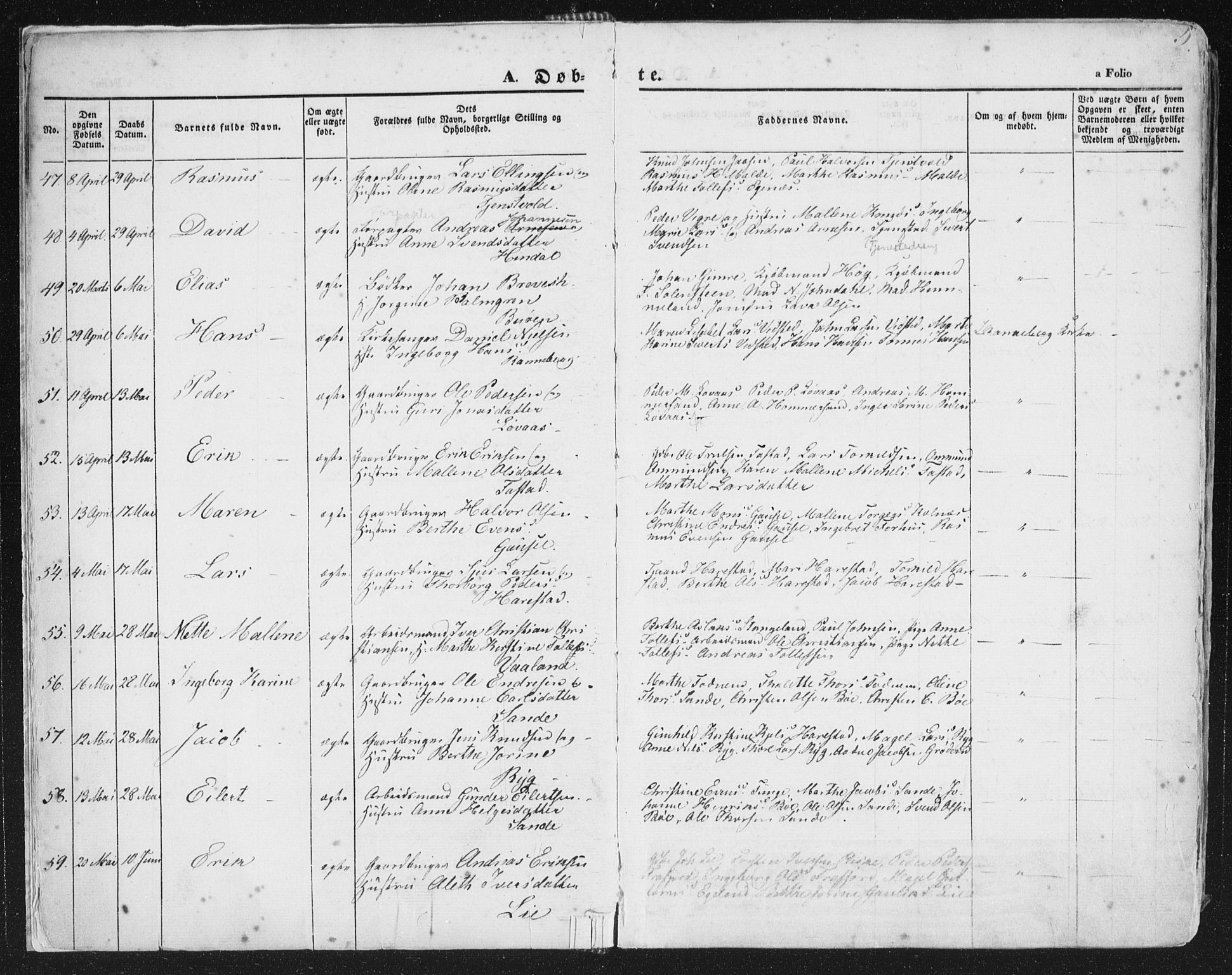 Hetland sokneprestkontor, AV/SAST-A-101826/30/30BA/L0002: Ministerialbok nr. A 2, 1849-1869, s. 4