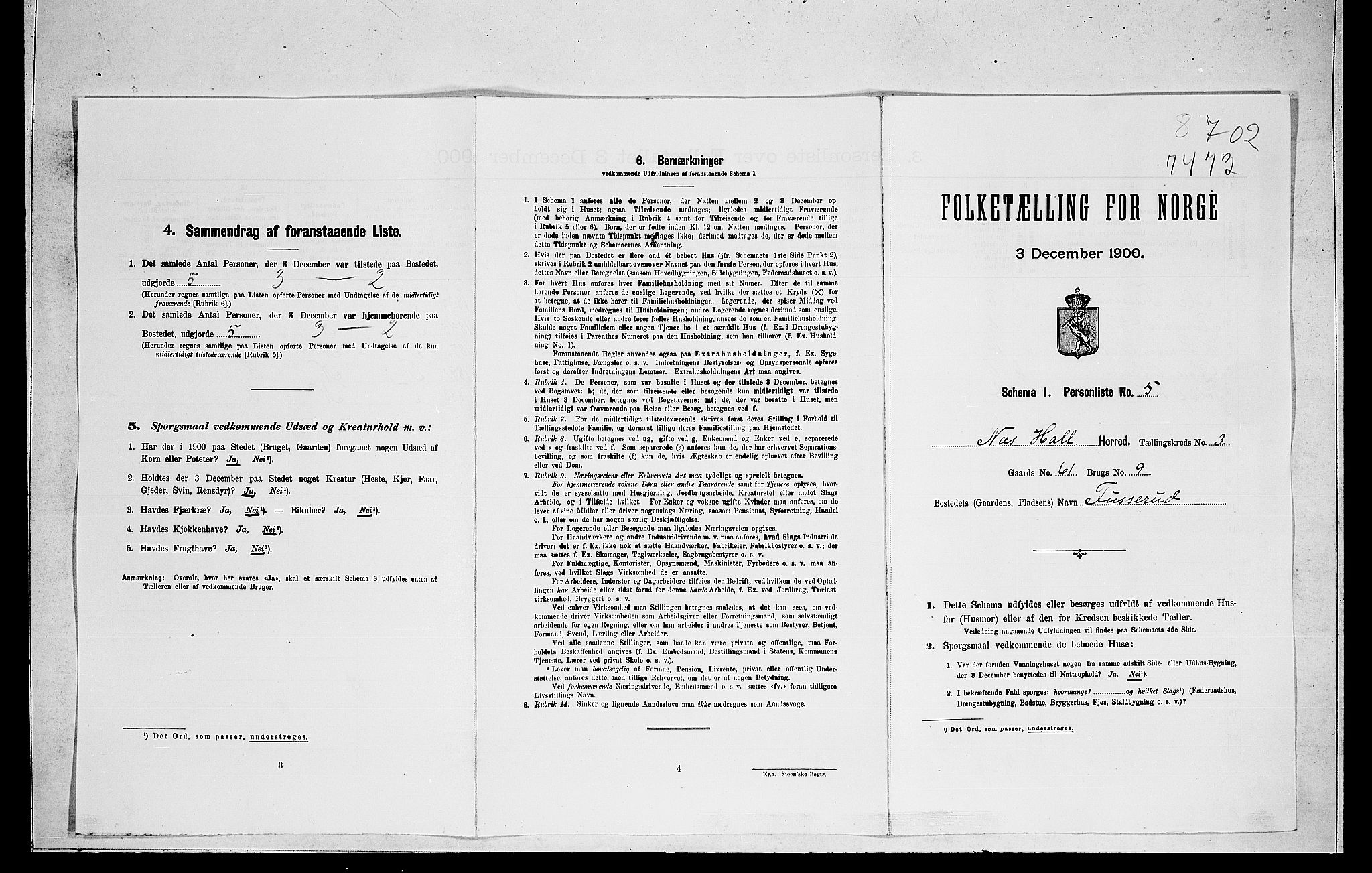 RA, Folketelling 1900 for 0616 Nes herred, 1900, s. 52