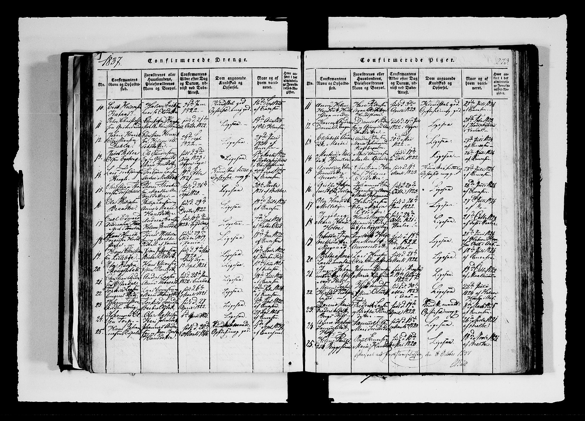 Hobøl prestekontor Kirkebøker, SAO/A-2002/F/Fa/L0002: Ministerialbok nr. I 2, 1814-1841, s. 273