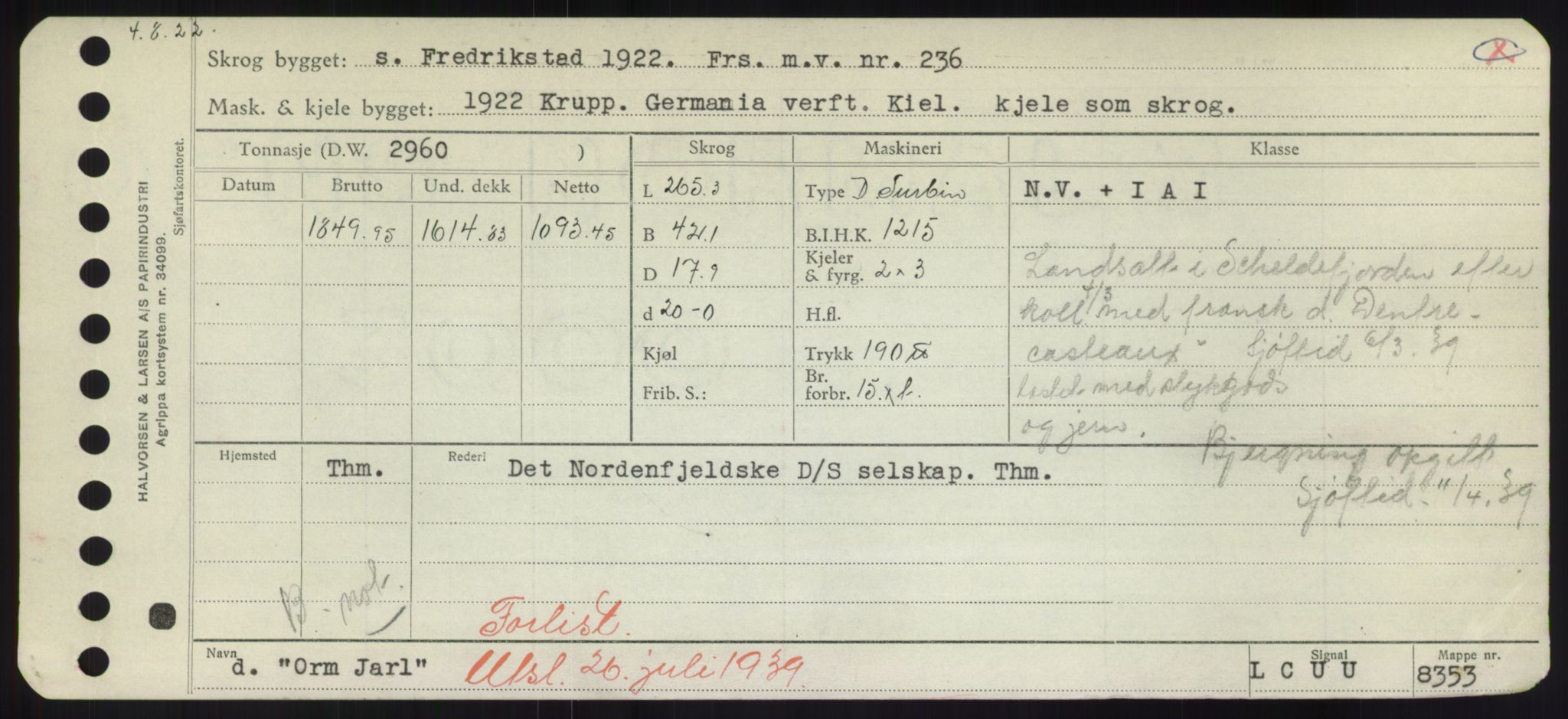 Sjøfartsdirektoratet med forløpere, Skipsmålingen, AV/RA-S-1627/H/Hd/L0028: Fartøy, O, s. 357
