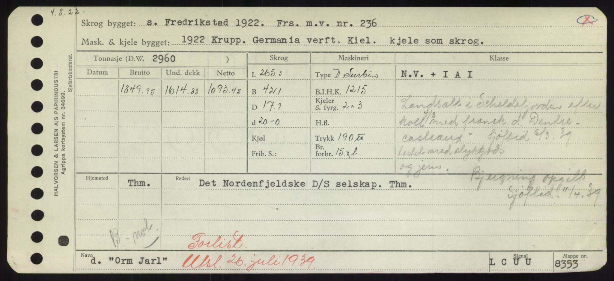 Sjøfartsdirektoratet med forløpere, Skipsmålingen, RA/S-1627/H/Hd/L0028: Fartøy, O, s. 357