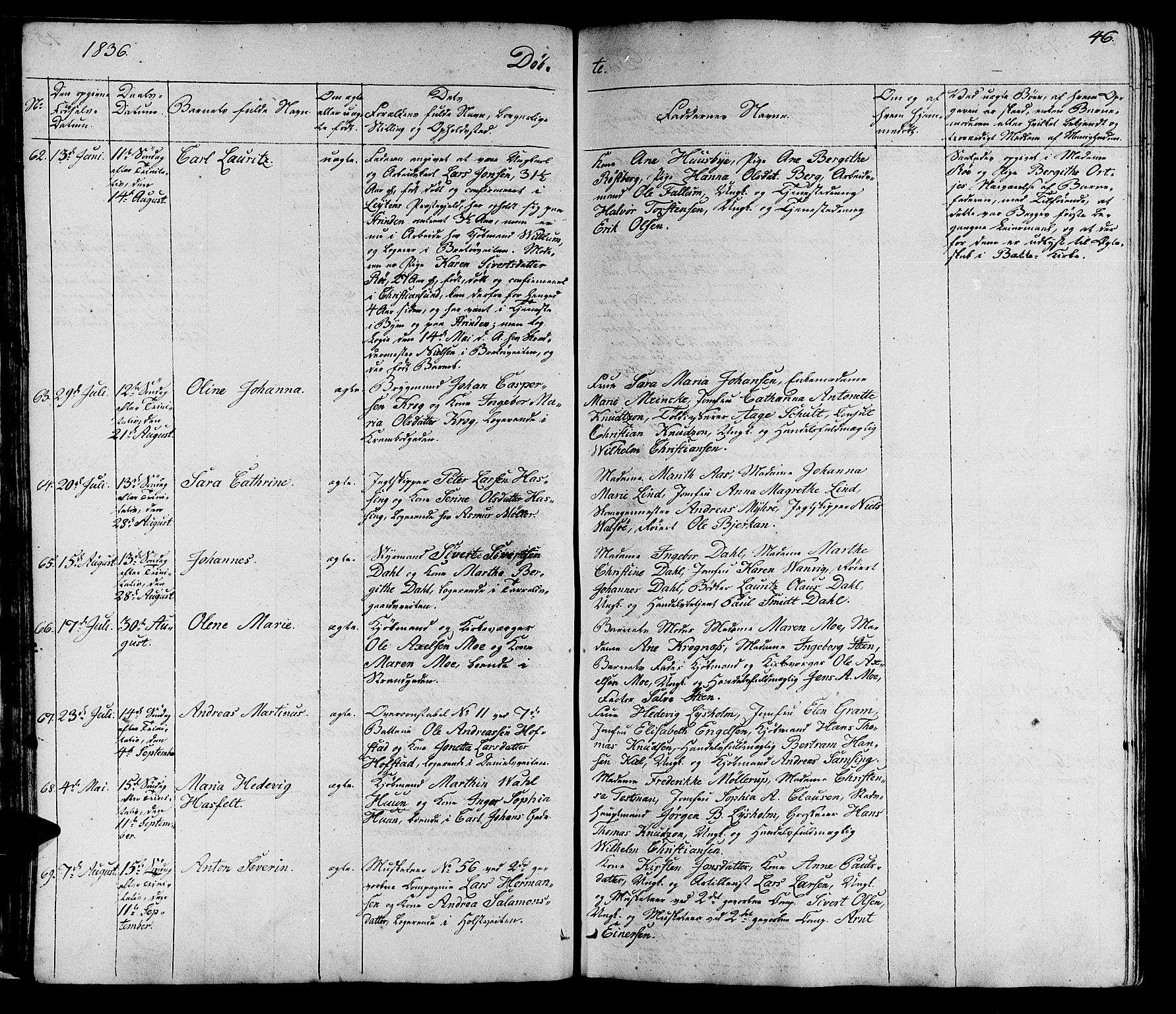 Ministerialprotokoller, klokkerbøker og fødselsregistre - Sør-Trøndelag, SAT/A-1456/602/L0136: Klokkerbok nr. 602C04, 1833-1845, s. 46