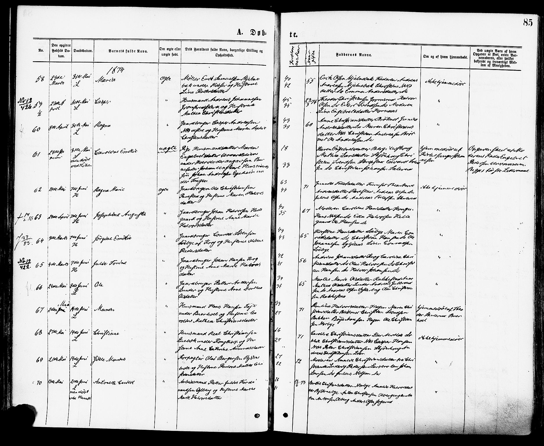 Høland prestekontor Kirkebøker, AV/SAO-A-10346a/F/Fa/L0012.a: Ministerialbok nr. I 12A, 1869-1879, s. 85