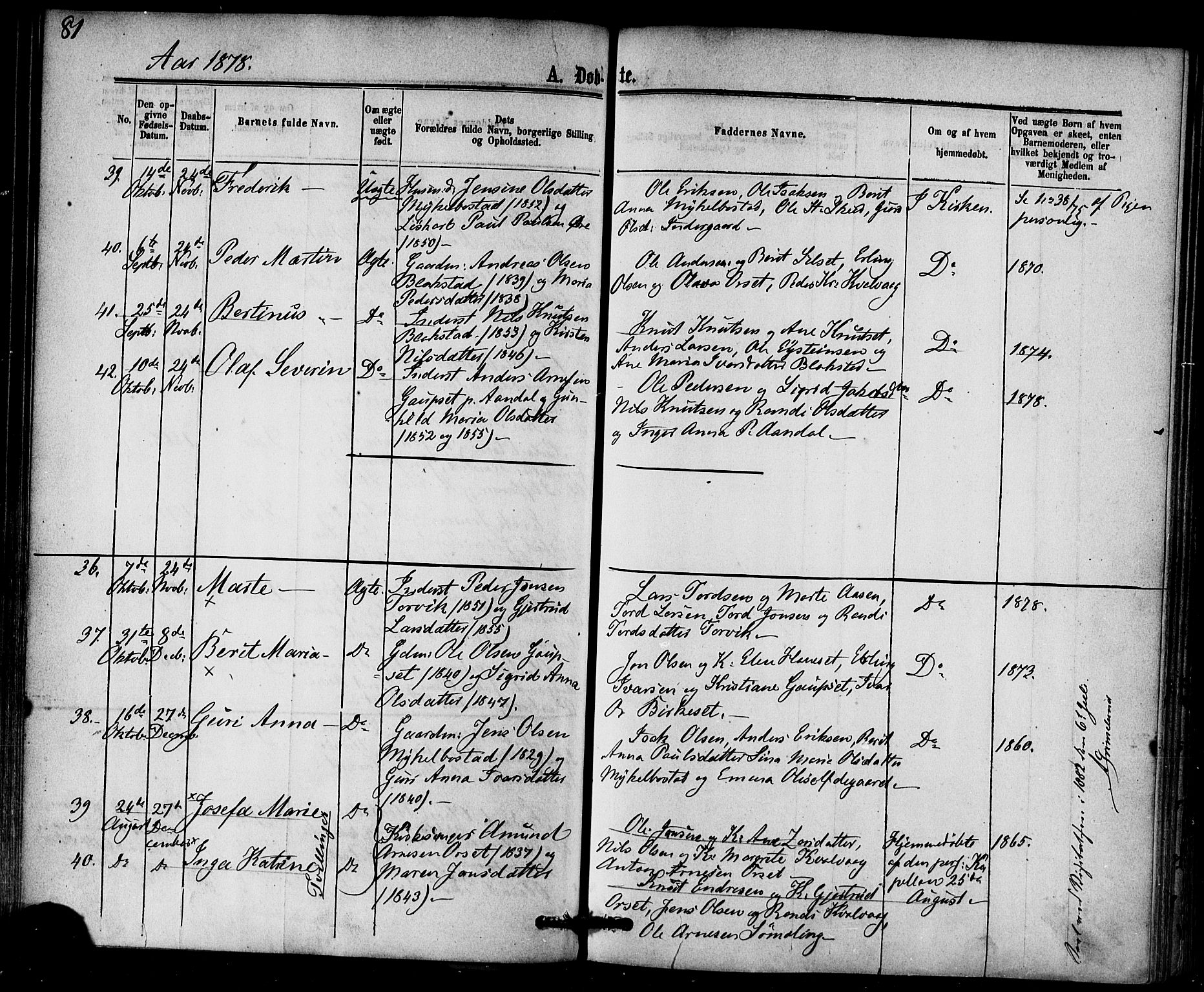 Ministerialprotokoller, klokkerbøker og fødselsregistre - Møre og Romsdal, AV/SAT-A-1454/584/L0966: Ministerialbok nr. 584A06, 1869-1878, s. 81