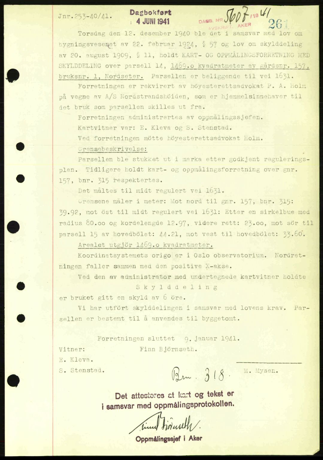 Aker herredsskriveri, SAO/A-10896/G/Gb/Gba/Gbab/L0048: Pantebok nr. A172-173, 1941-1941, Dagboknr: 5607/1941