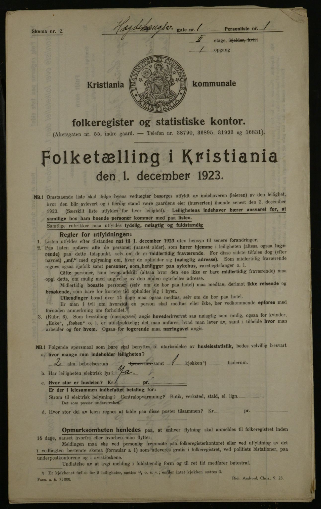 OBA, Kommunal folketelling 1.12.1923 for Kristiania, 1923, s. 40141