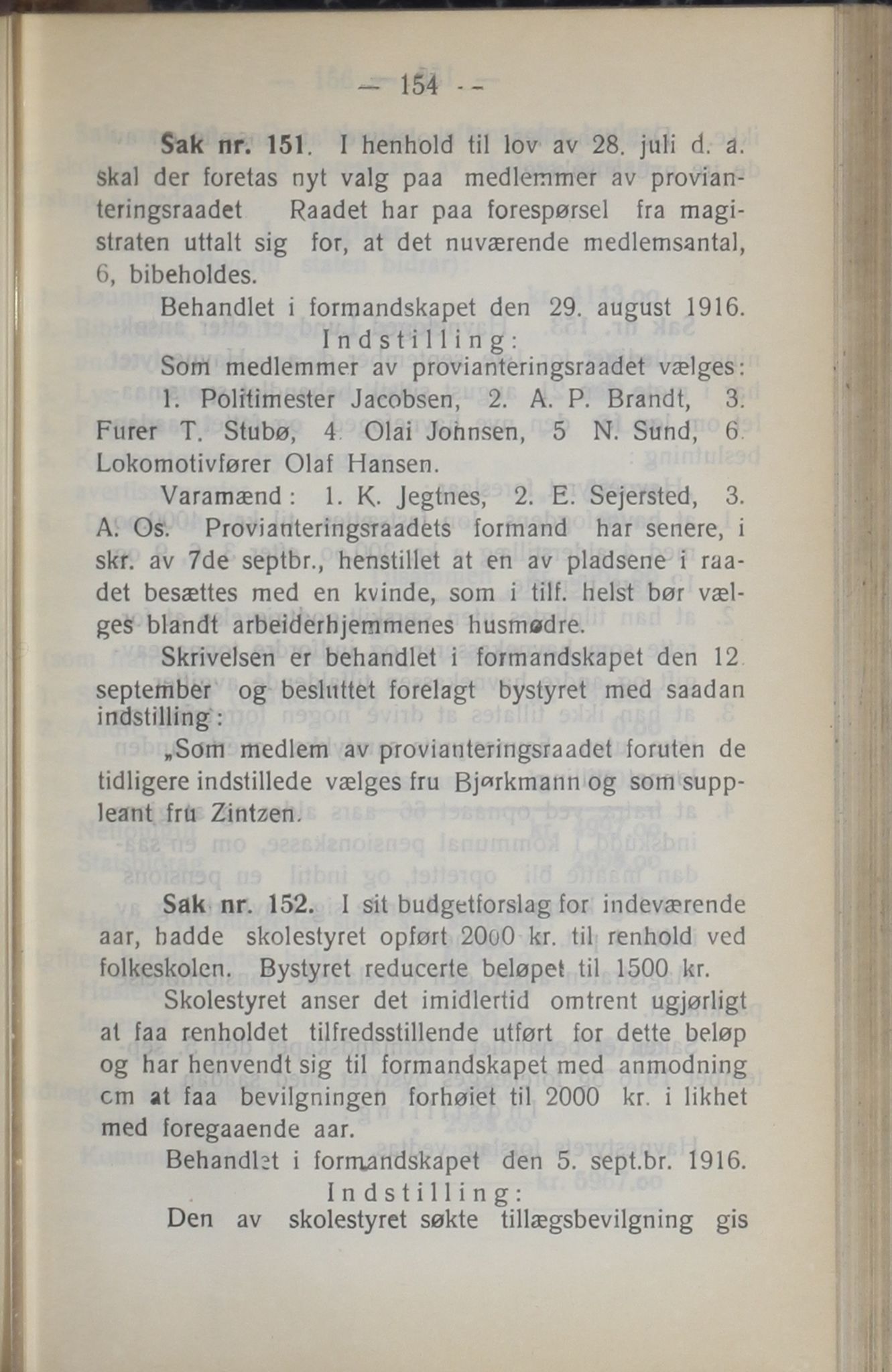 Narvik kommune. Formannskap , AIN/K-18050.150/A/Ab/L0006: Møtebok, 1916