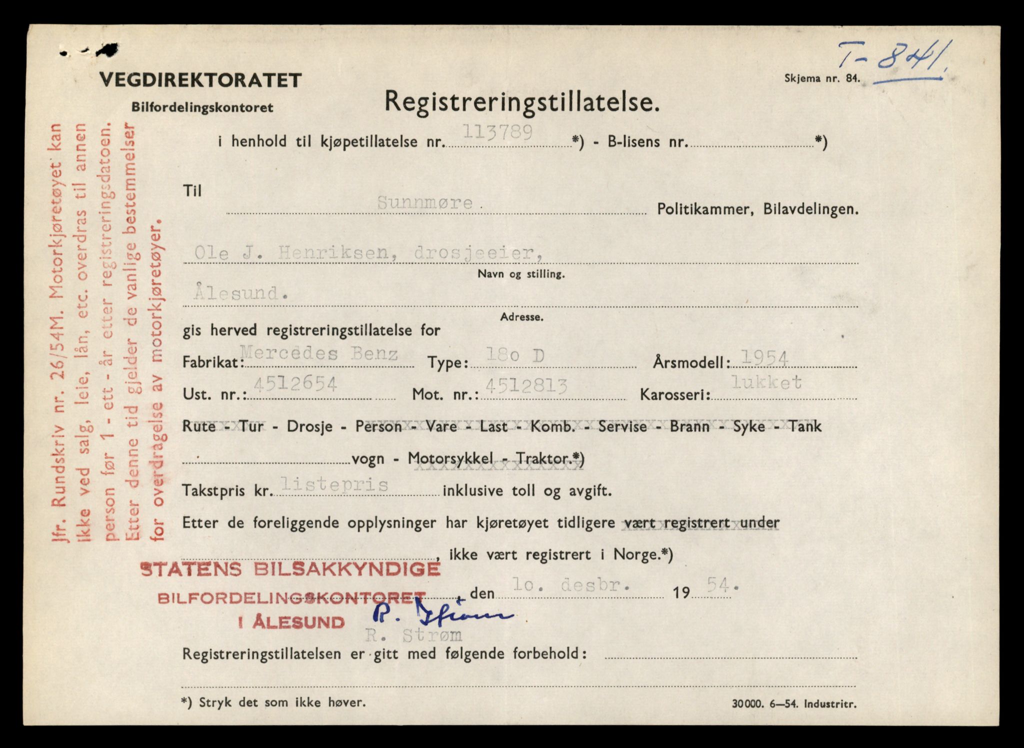 Møre og Romsdal vegkontor - Ålesund trafikkstasjon, AV/SAT-A-4099/F/Fe/L0042: Registreringskort for kjøretøy T 13906 - T 14079, 1927-1998, s. 1319