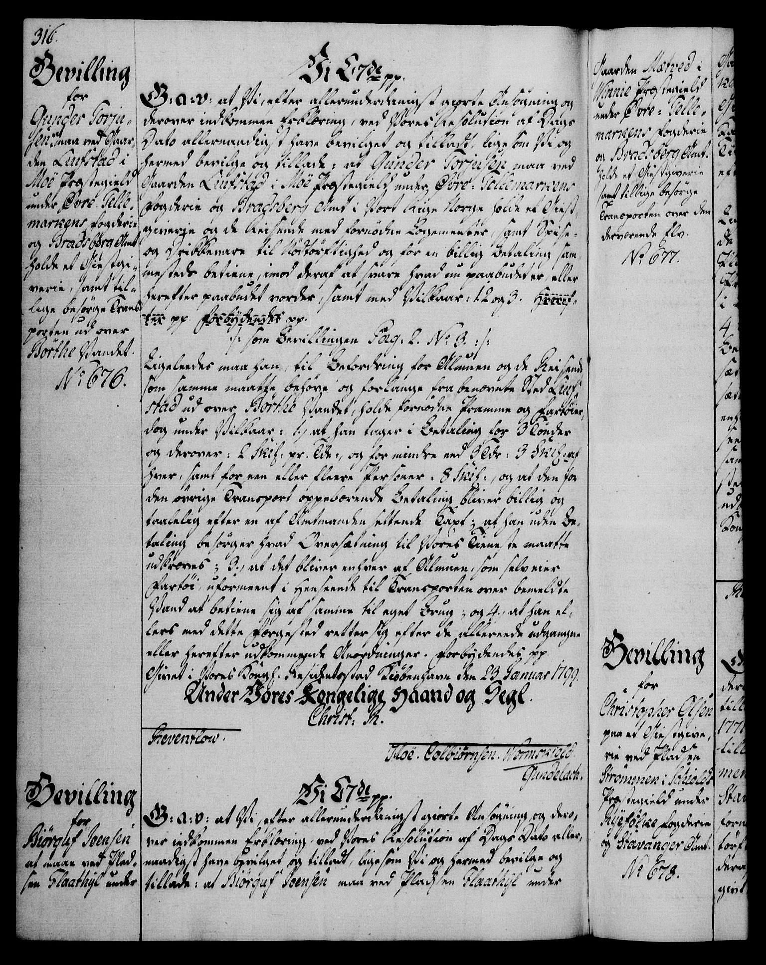Rentekammeret, Kammerkanselliet, RA/EA-3111/G/Gg/Gga/L0016: Norsk ekspedisjonsprotokoll med register (merket RK 53.16), 1794-1800, s. 316