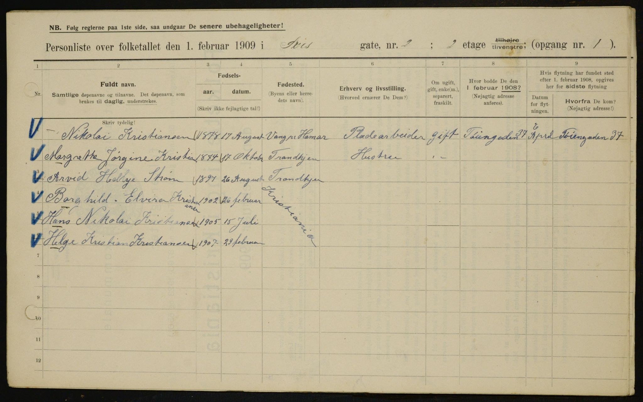 OBA, Kommunal folketelling 1.2.1909 for Kristiania kjøpstad, 1909, s. 85902