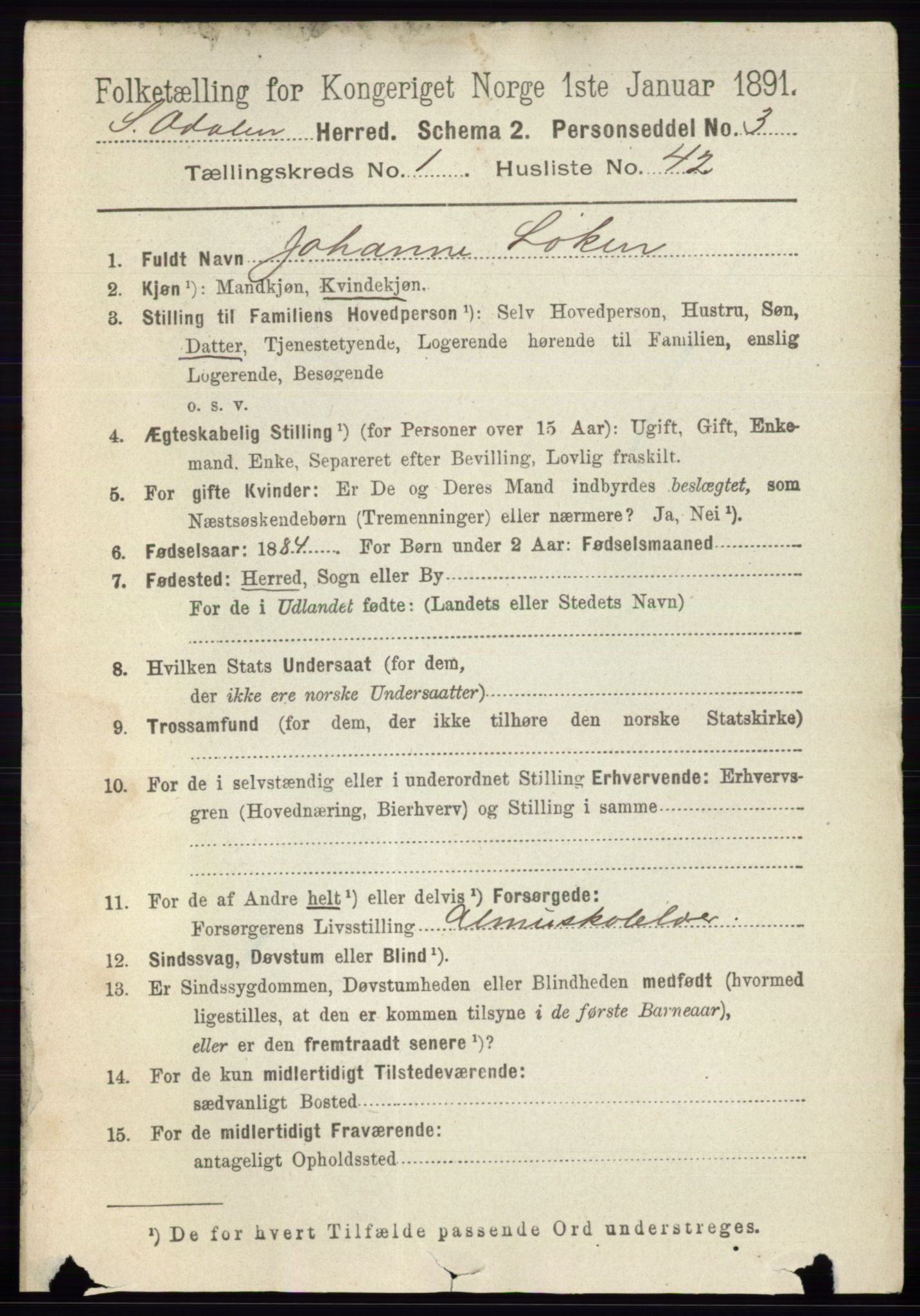 RA, Folketelling 1891 for 0419 Sør-Odal herred, 1891, s. 345