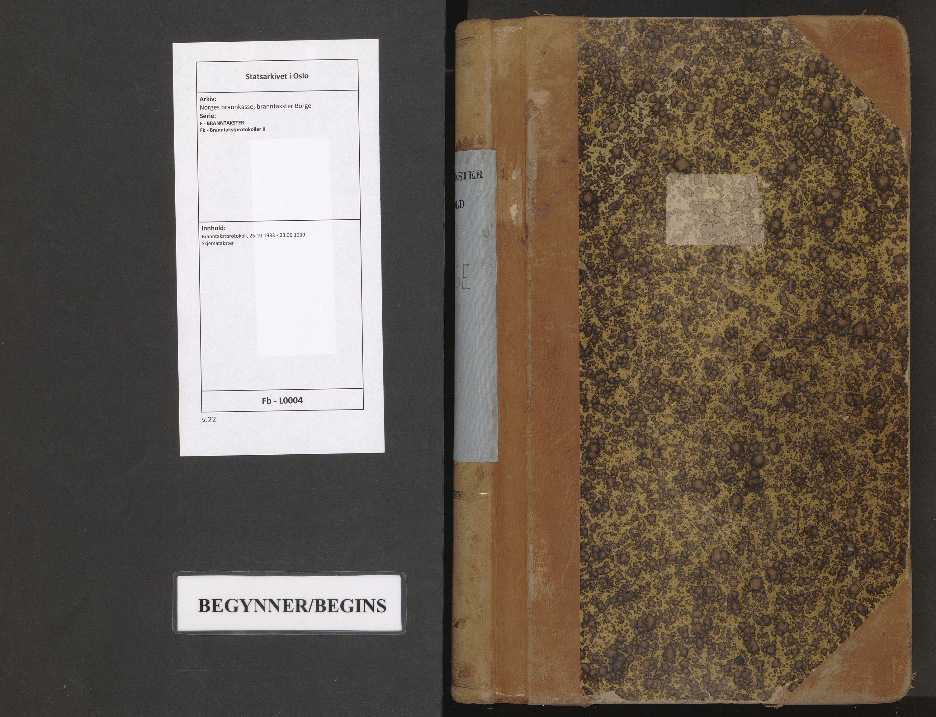 Norges brannkasse, branntakster Borge, AV/SAO-A-11360/F/Fb/L0004: Branntakstprotokoll, 1933-1939