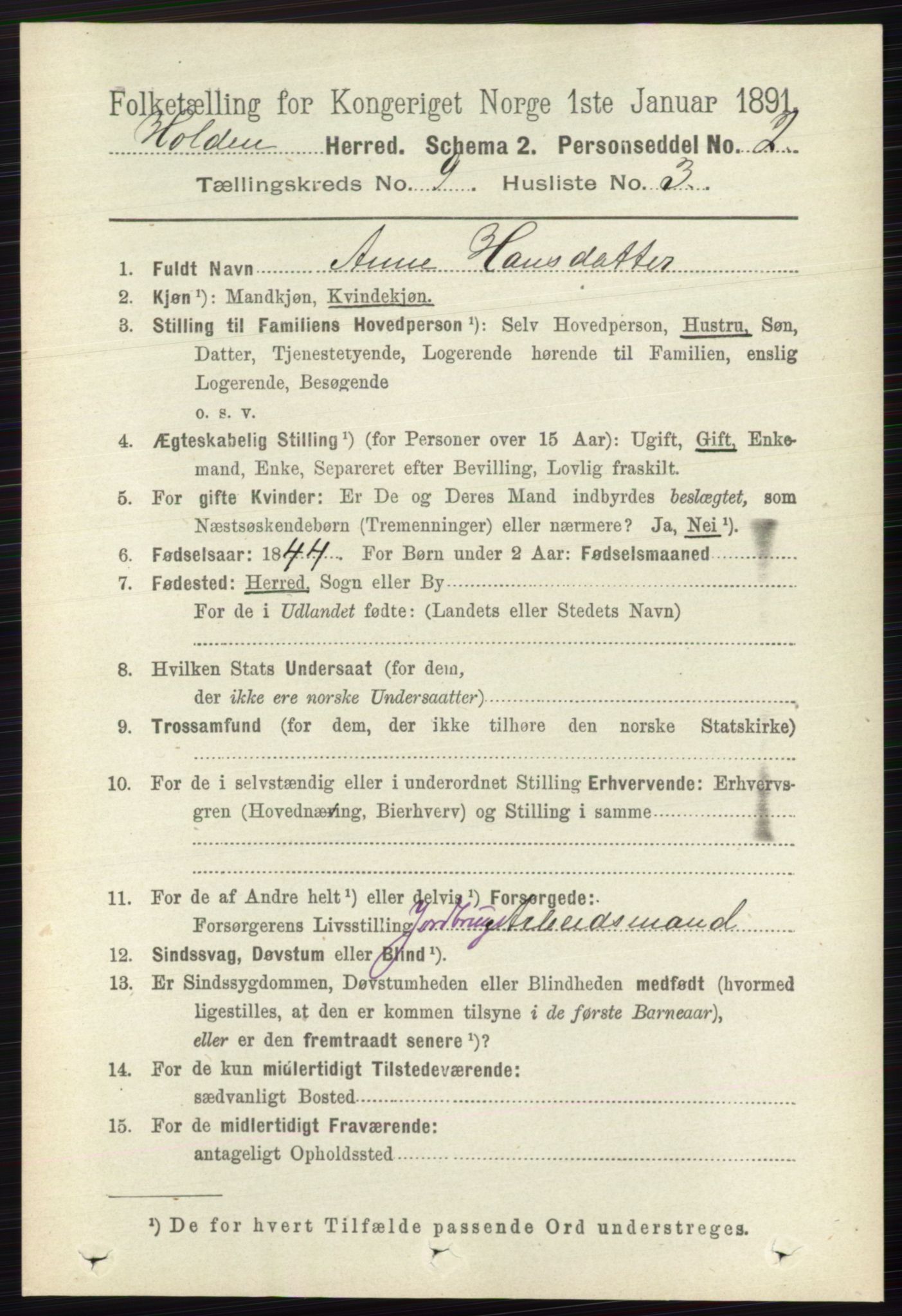 RA, Folketelling 1891 for 0819 Holla herred, 1891, s. 4101