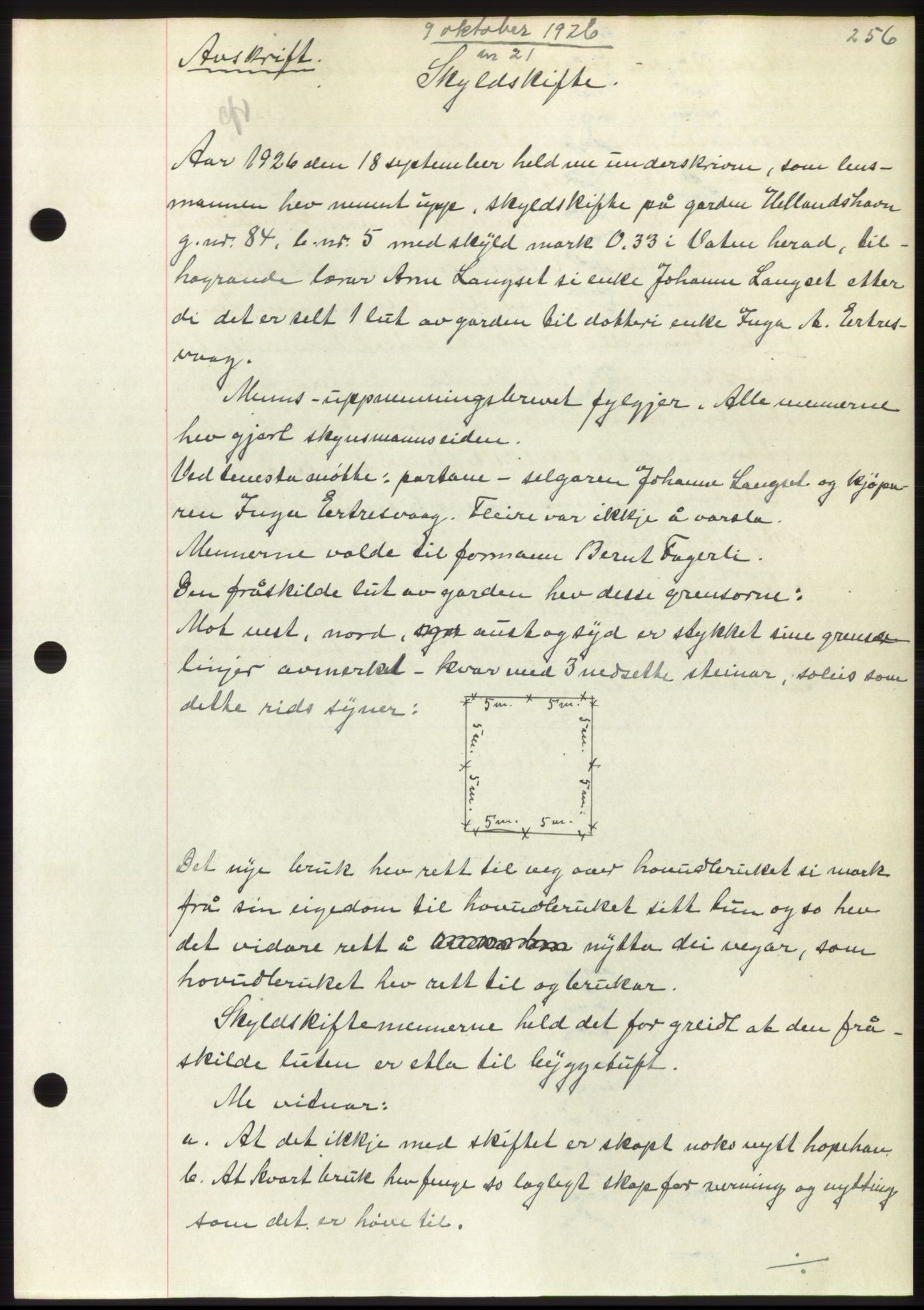 Nordre Sunnmøre sorenskriveri, AV/SAT-A-0006/1/2/2C/2Ca/L0035: Pantebok nr. 37, 1926-1926, Tingl.dato: 09.10.1926