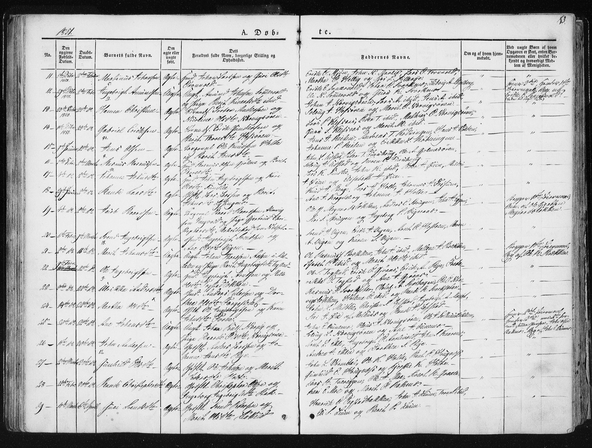 Ministerialprotokoller, klokkerbøker og fødselsregistre - Sør-Trøndelag, SAT/A-1456/668/L0805: Ministerialbok nr. 668A05, 1840-1853, s. 83