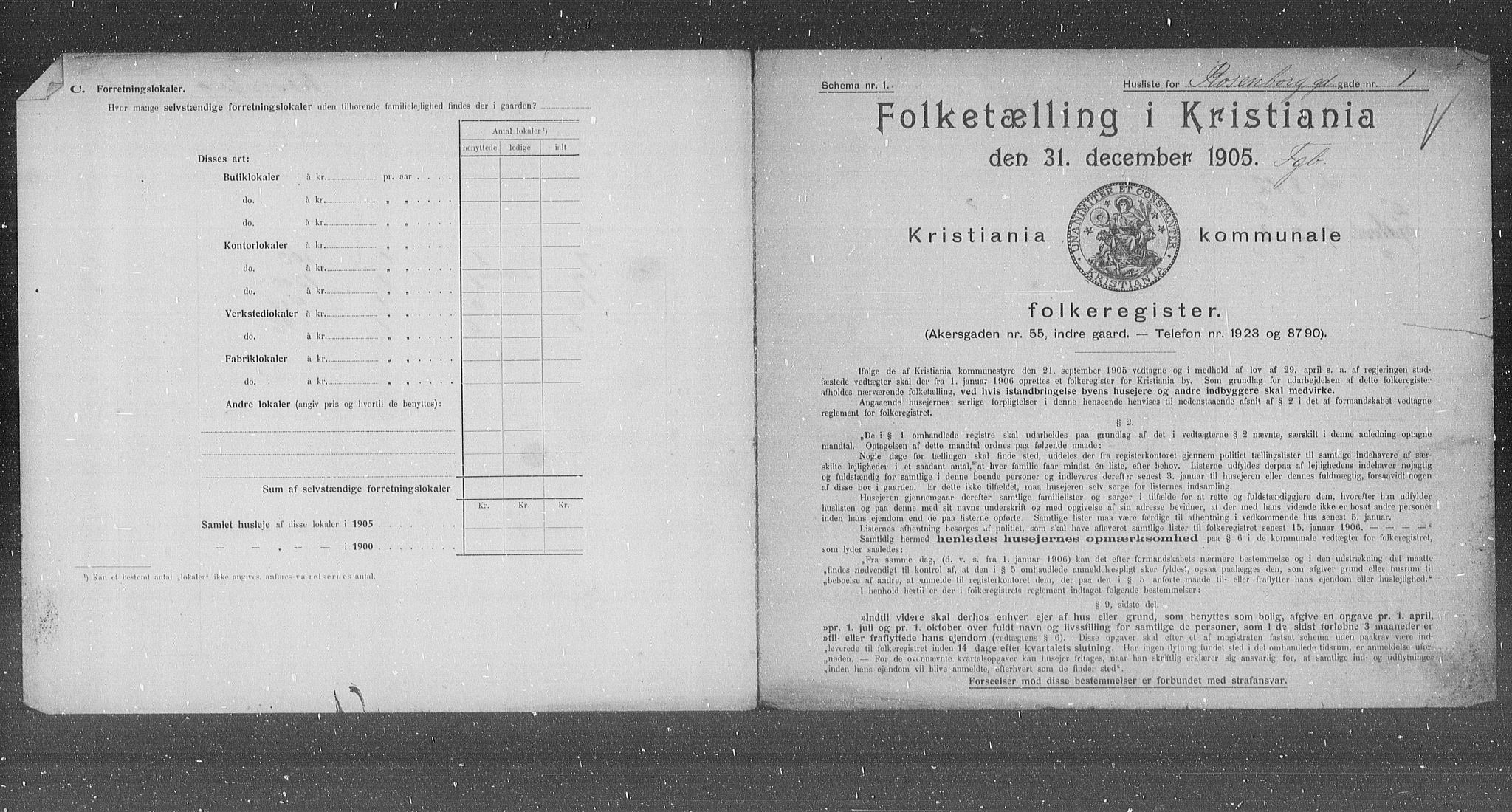 OBA, Kommunal folketelling 31.12.1905 for Kristiania kjøpstad, 1905, s. 43907