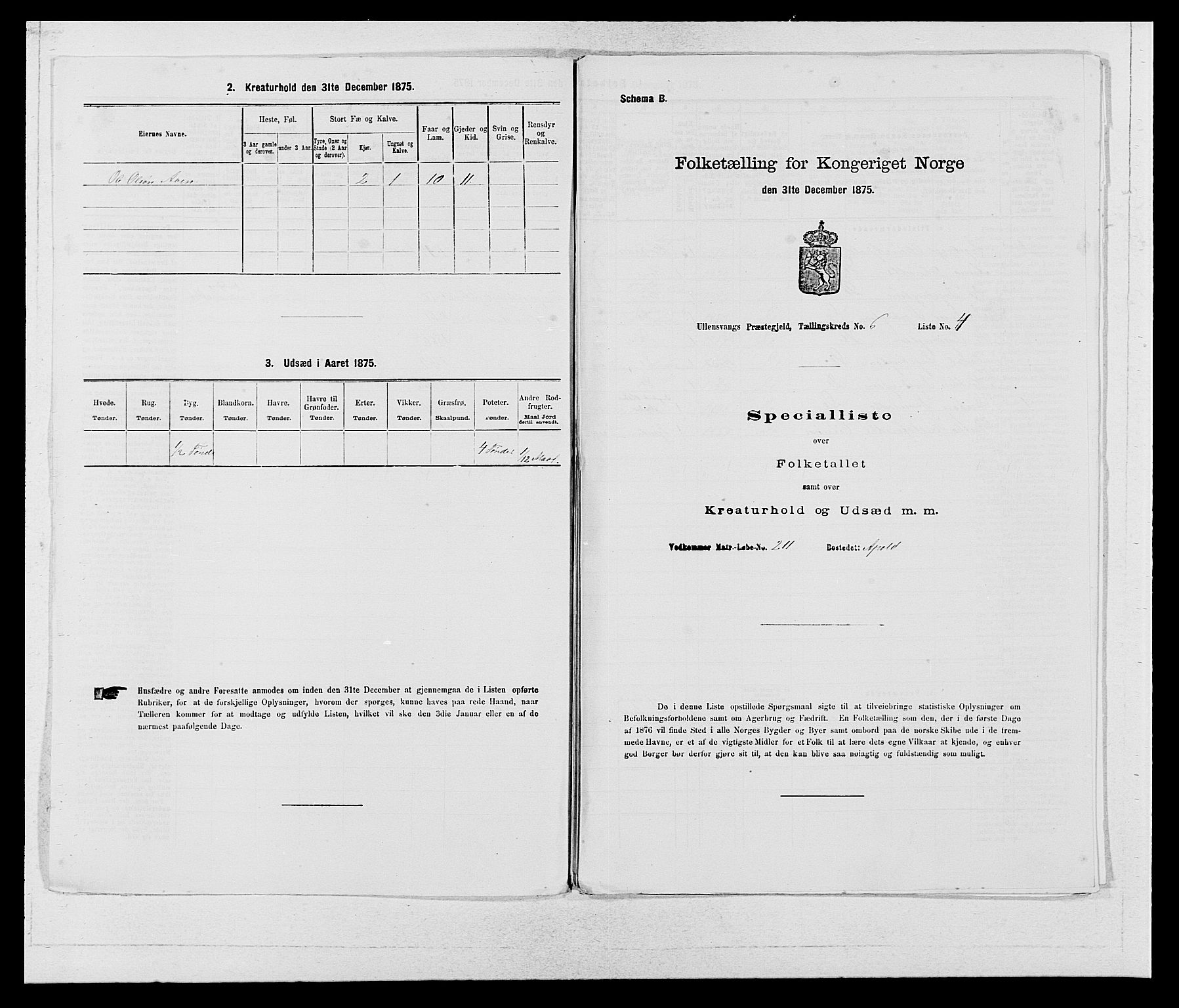 SAB, Folketelling 1875 for 1230P Ullensvang prestegjeld, 1875, s. 509