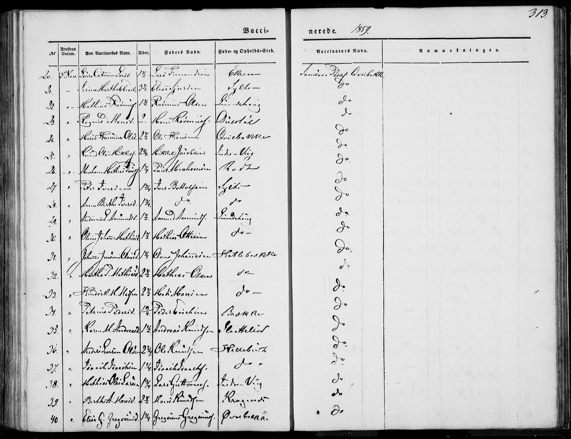 Ministerialprotokoller, klokkerbøker og fødselsregistre - Møre og Romsdal, AV/SAT-A-1454/501/L0006: Ministerialbok nr. 501A06, 1844-1868, s. 313