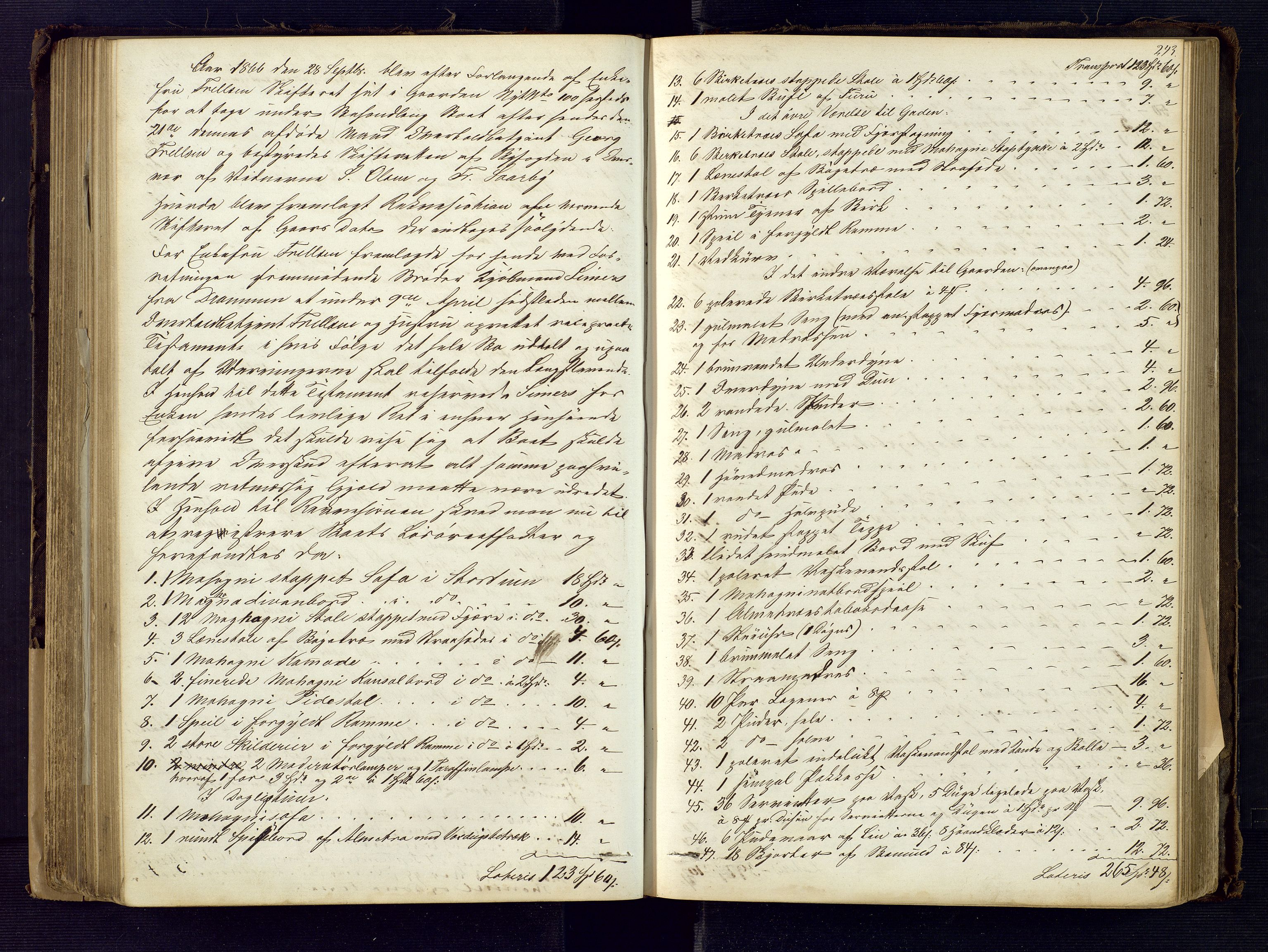 Risør byfogd, AV/SAK-1222-0005/H/Hc/L0002: Skifteprotokoll nr. 2, 1858-1871, s. 243