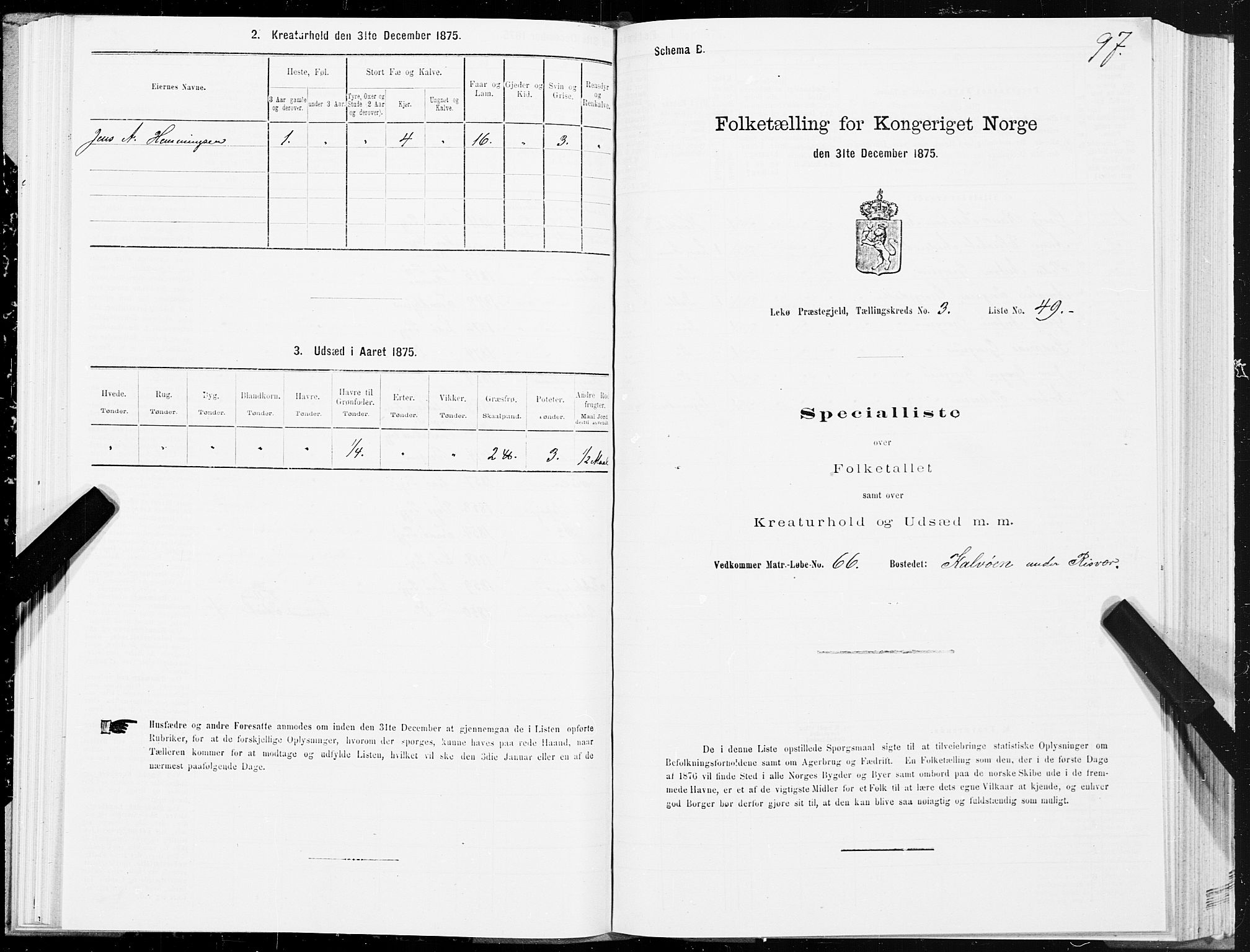 SAT, Folketelling 1875 for 1755P Leka prestegjeld, 1875, s. 2097