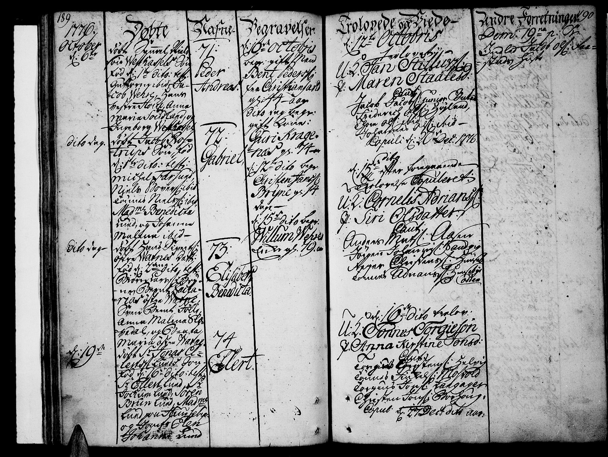 Lista sokneprestkontor, AV/SAK-1111-0027/F/Fa/L0004: Ministerialbok nr. A 4, 1768-1794, s. 189-190