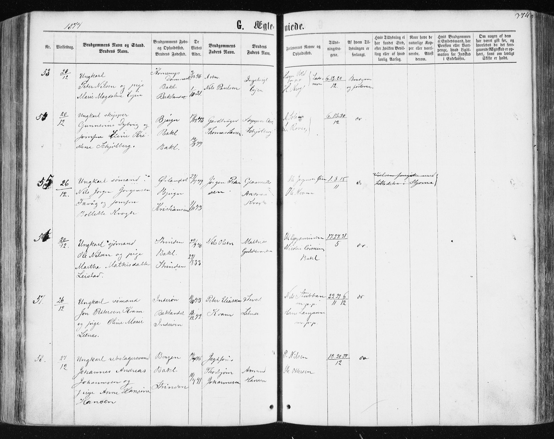 Ministerialprotokoller, klokkerbøker og fødselsregistre - Sør-Trøndelag, SAT/A-1456/604/L0186: Ministerialbok nr. 604A07, 1866-1877, s. 374