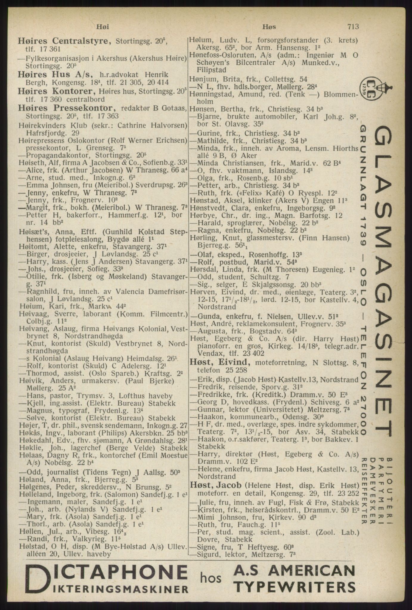 Kristiania/Oslo adressebok, PUBL/-, 1937, s. 713