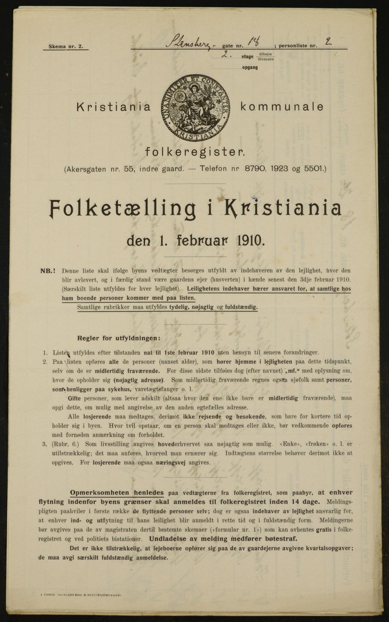 OBA, Kommunal folketelling 1.2.1910 for Kristiania, 1910, s. 96445