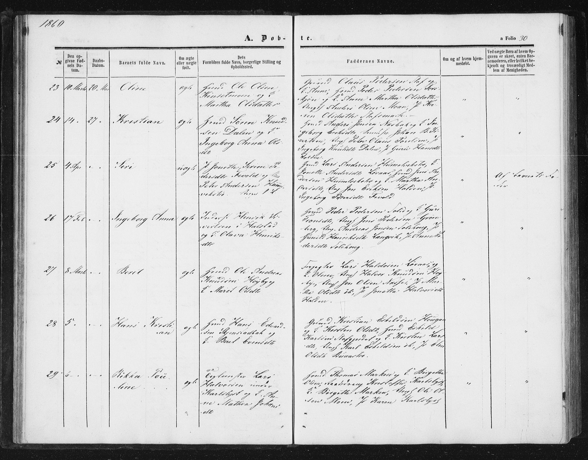 Ministerialprotokoller, klokkerbøker og fødselsregistre - Sør-Trøndelag, SAT/A-1456/616/L0408: Ministerialbok nr. 616A05, 1857-1865, s. 30