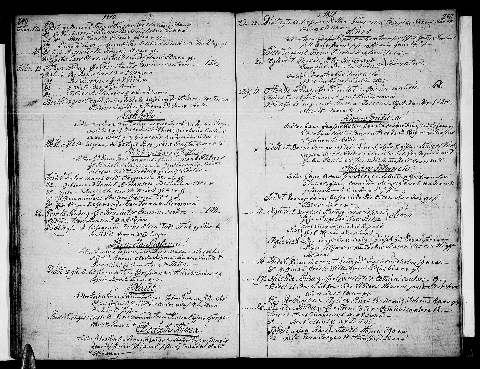 Ministerialprotokoller, klokkerbøker og fødselsregistre - Nordland, AV/SAT-A-1459/801/L0004: Ministerialbok nr. 801A04, 1796-1817, s. 249-250