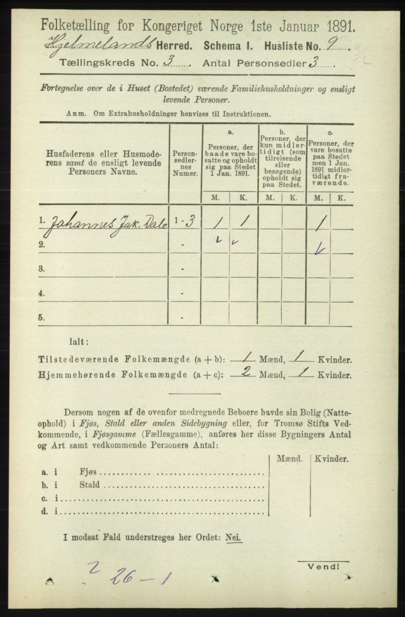 RA, Folketelling 1891 for 1133 Hjelmeland herred, 1891, s. 700