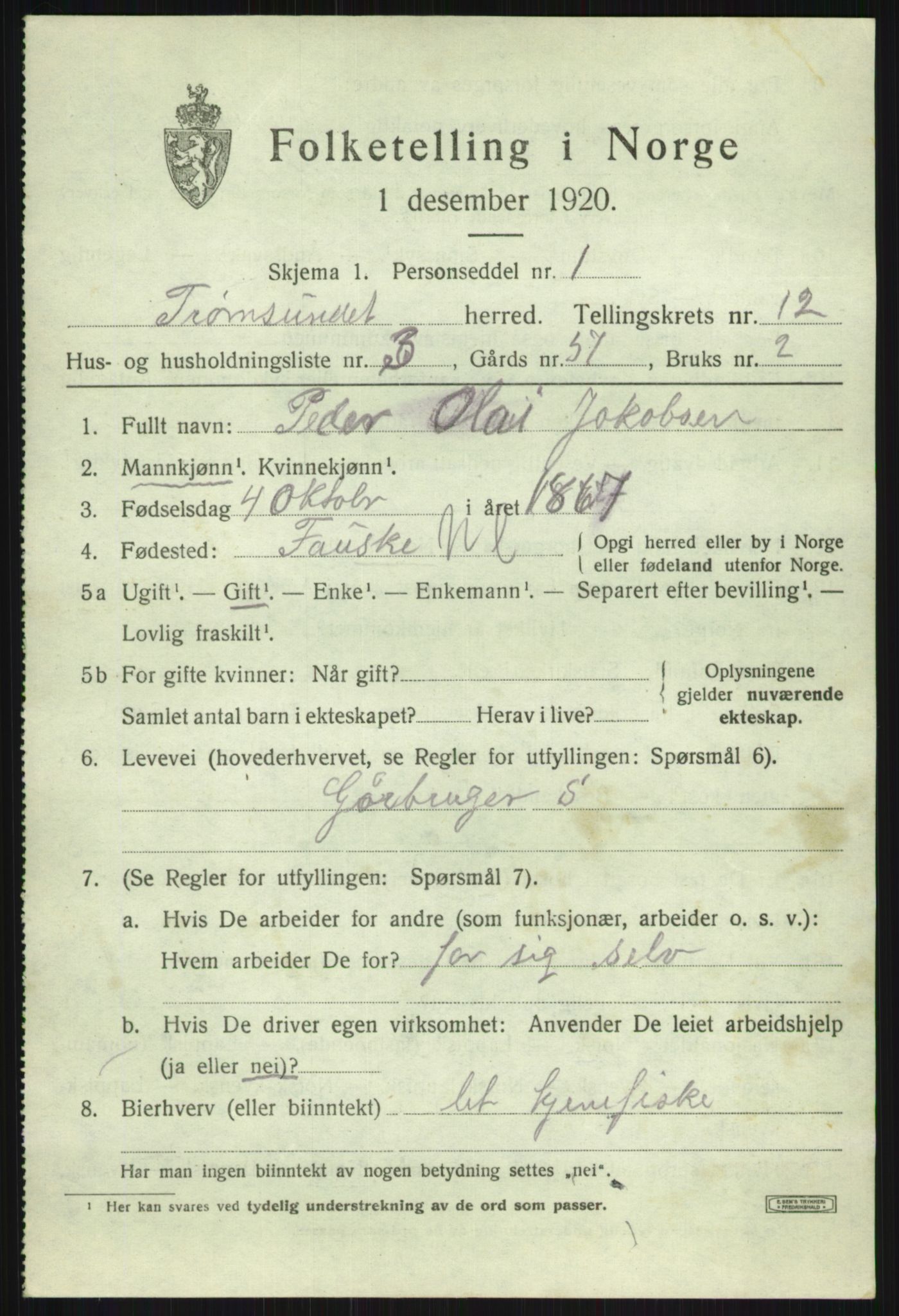 SATØ, Folketelling 1920 for 1934 Tromsøysund herred, 1920, s. 7614