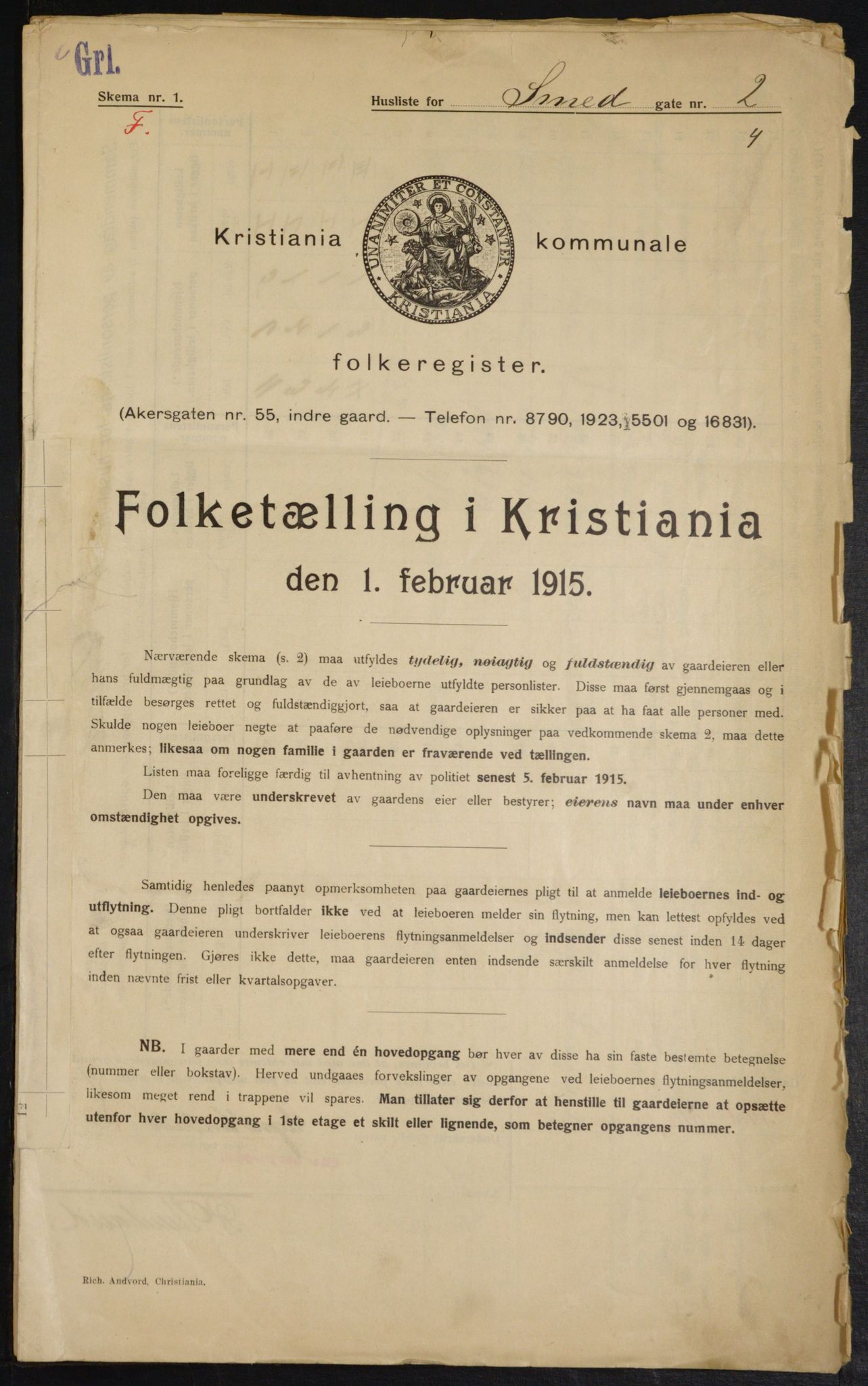 OBA, Kommunal folketelling 1.2.1915 for Kristiania, 1915, s. 96988