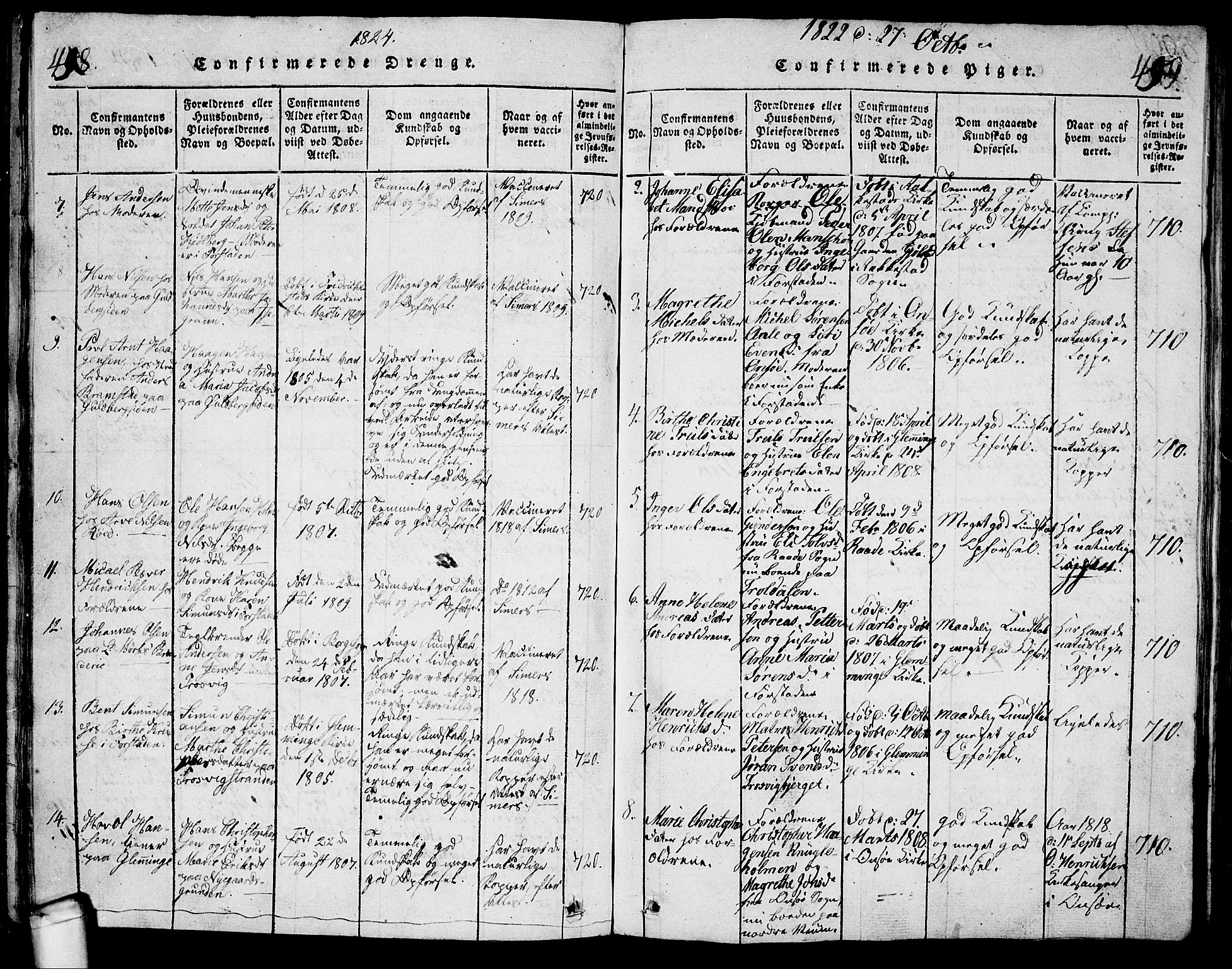 Glemmen prestekontor Kirkebøker, AV/SAO-A-10908/G/Ga/L0001: Klokkerbok nr. 1, 1816-1838, s. 498-499